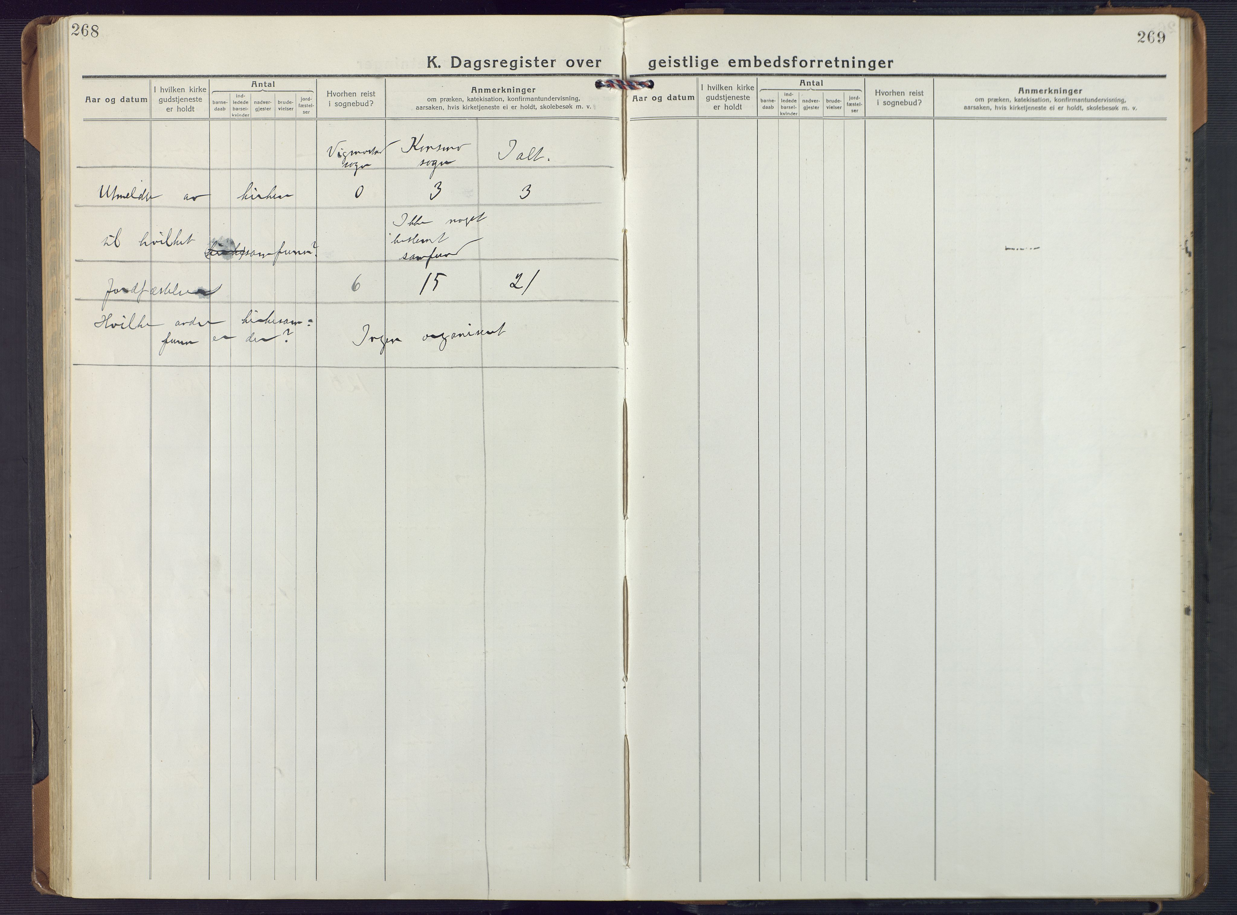 Nord-Audnedal sokneprestkontor, SAK/1111-0032/F/Fa/Fab/L0005: Parish register (official) no. A 5, 1918-1925, p. 268-269