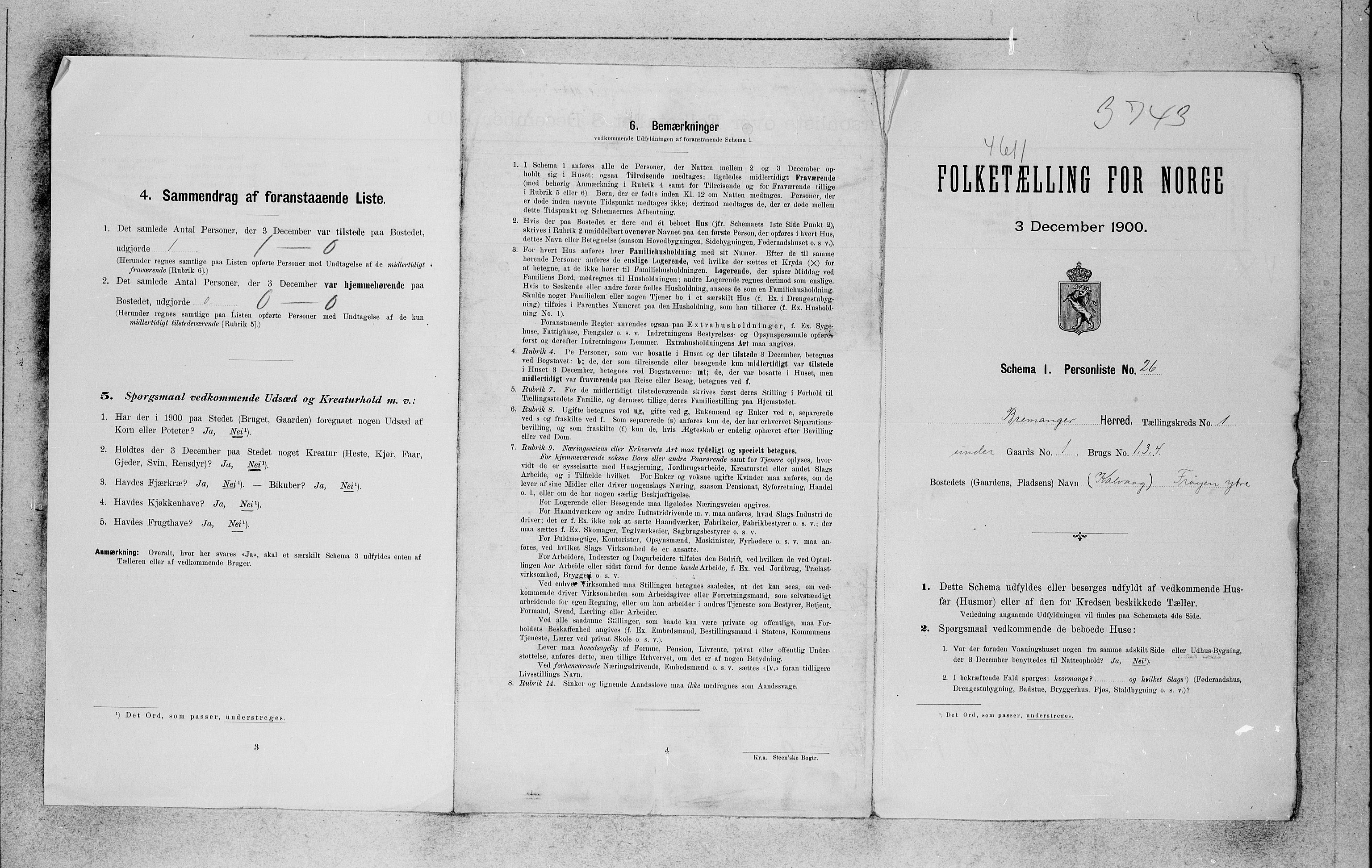 SAB, 1900 census for Bremanger, 1900, p. 30