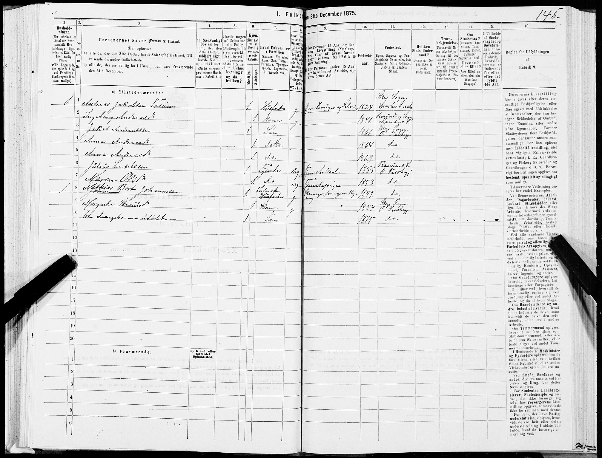 SAT, 1875 census for 1744P Overhalla, 1875, p. 3145