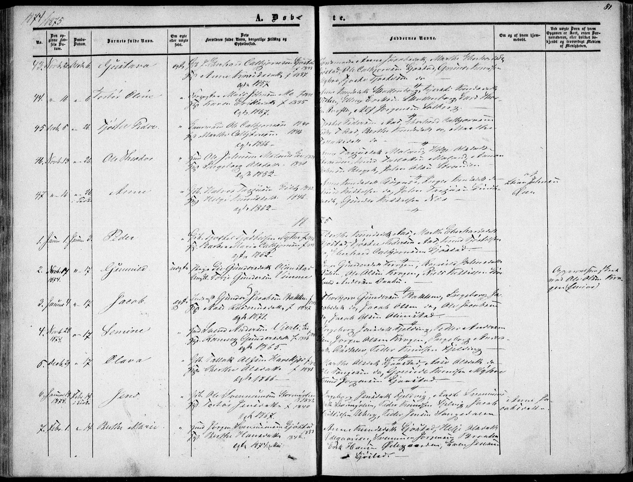 Gjerstad sokneprestkontor, AV/SAK-1111-0014/F/Fa/Fab/L0003: Parish register (official) no. A 3, 1853-1878, p. 81