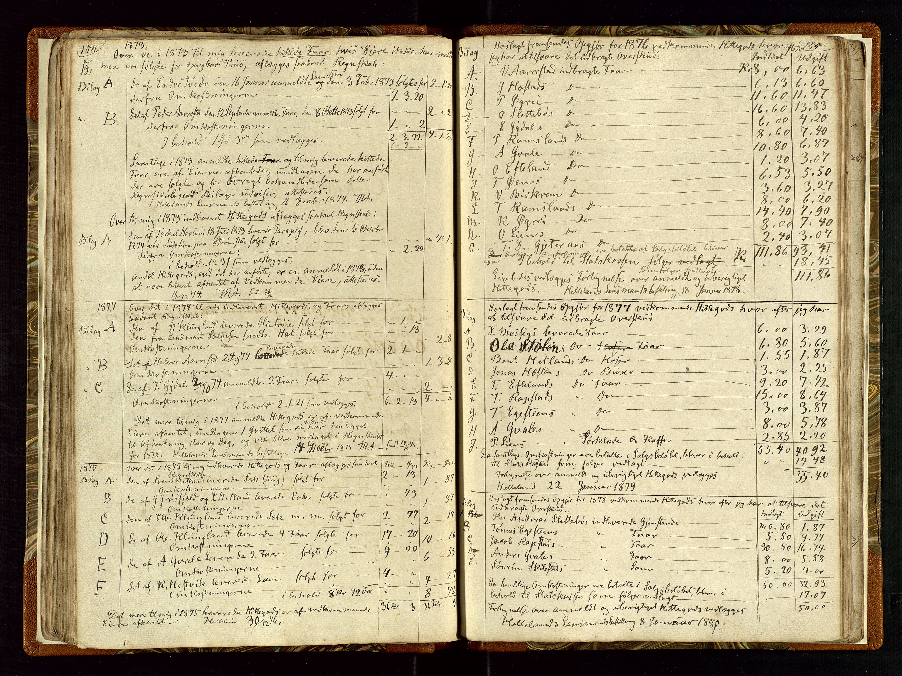 Helleland lensmannskontor, AV/SAST-A-100209/Ya/L0003: Diverseprotokoll, 1842-1960, p. 154-155