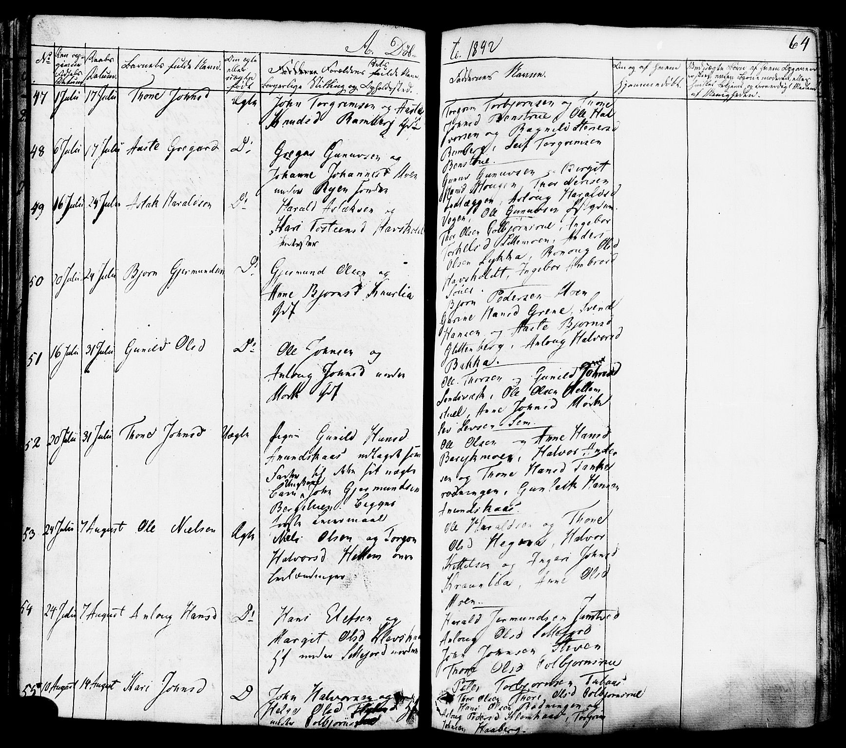 Heddal kirkebøker, AV/SAKO-A-268/F/Fa/L0006: Parish register (official) no. I 6, 1837-1854, p. 64