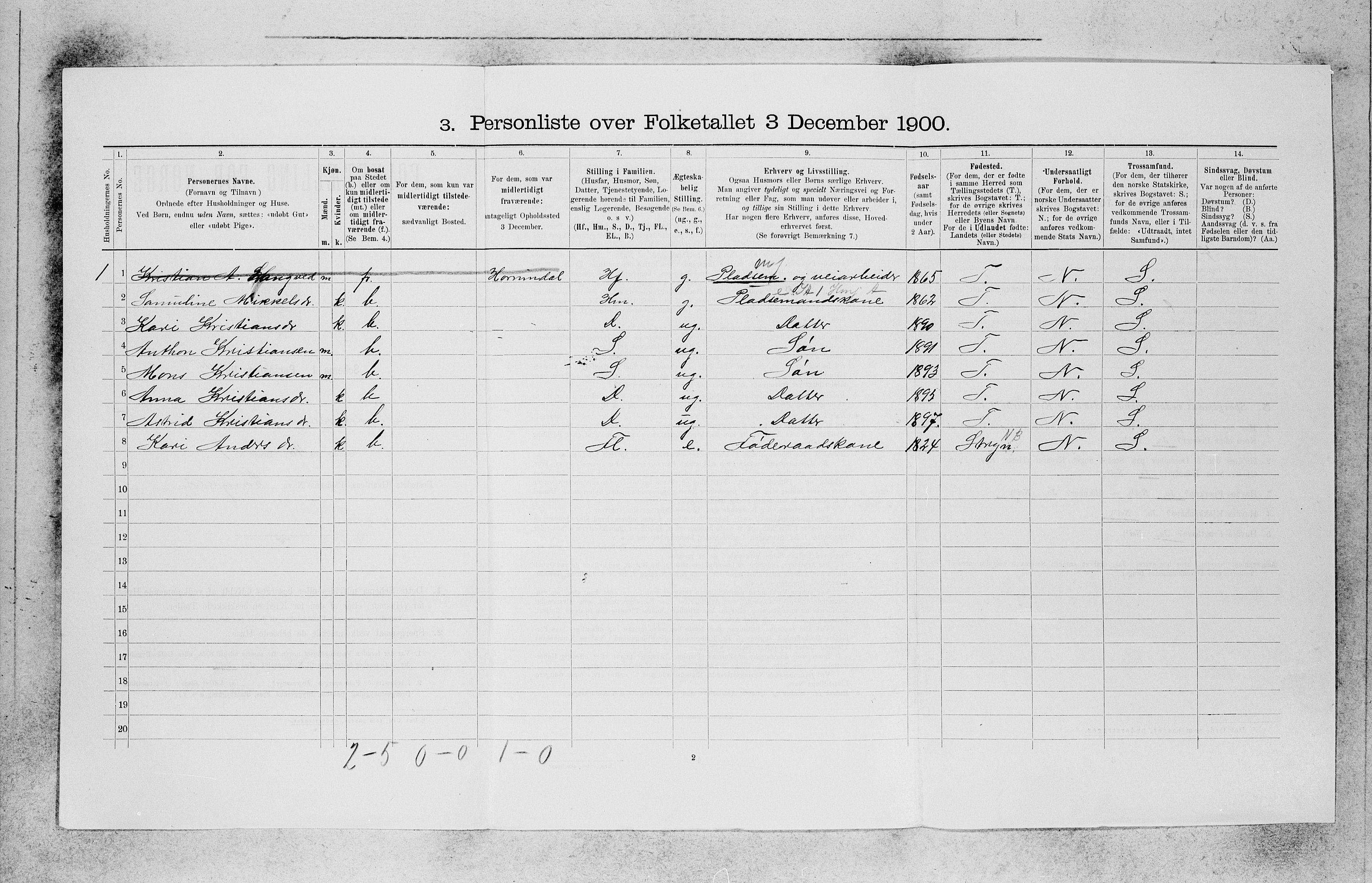 SAB, 1900 census for Innvik, 1900, p. 520