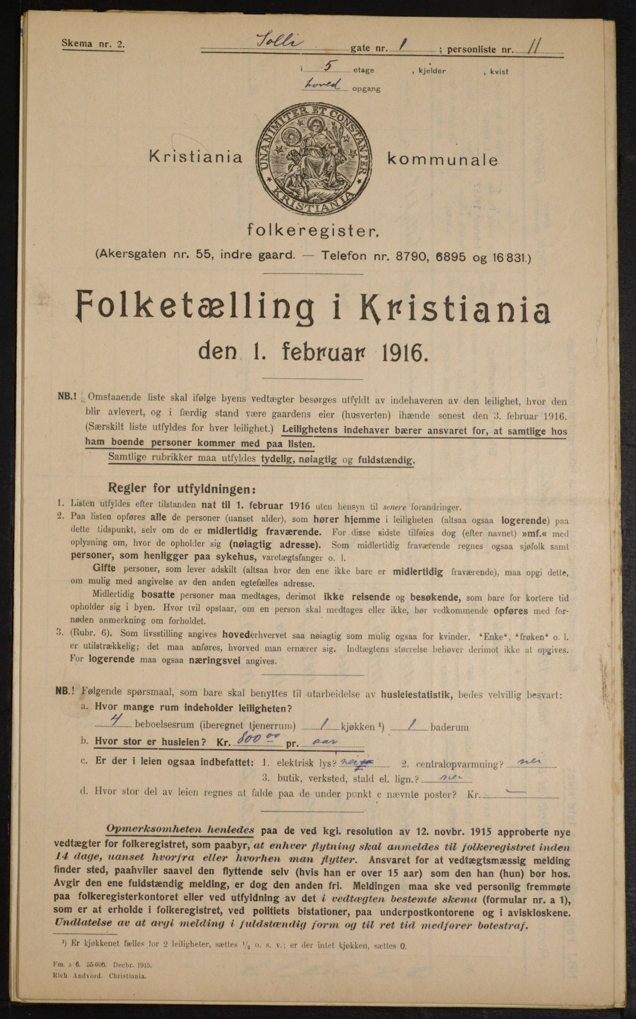 OBA, Municipal Census 1916 for Kristiania, 1916, p. 102139