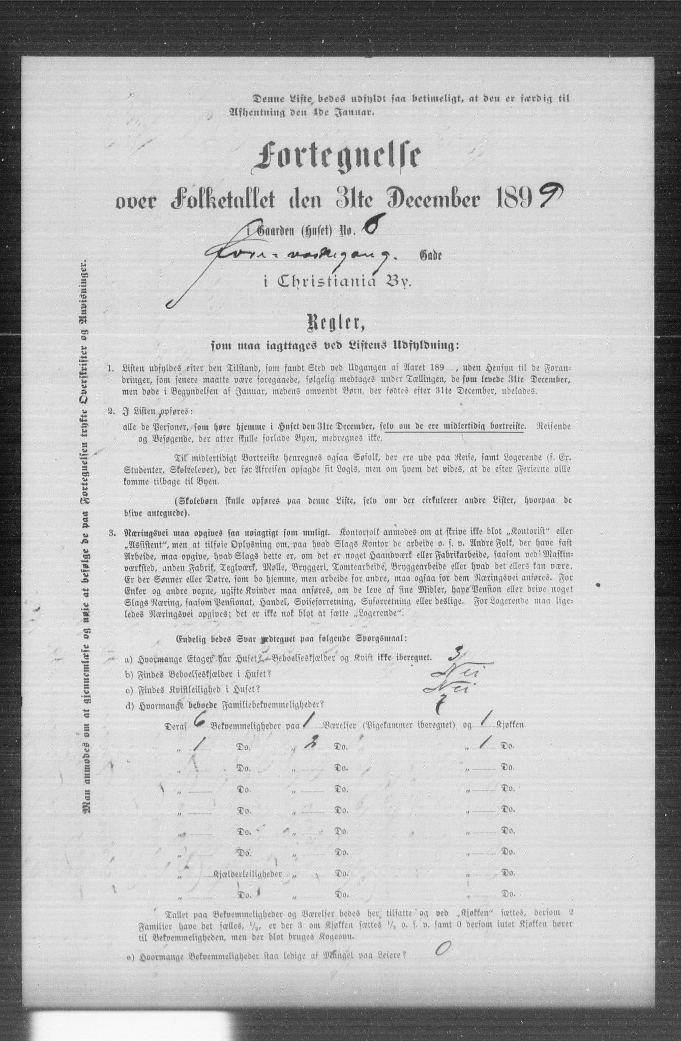 OBA, Municipal Census 1899 for Kristiania, 1899, p. 16650