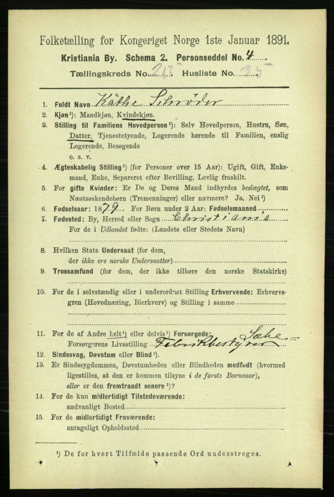 RA, 1891 census for 0301 Kristiania, 1891, p. 155421