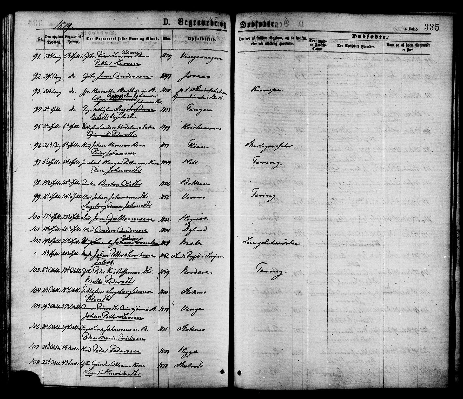 Ministerialprotokoller, klokkerbøker og fødselsregistre - Nord-Trøndelag, AV/SAT-A-1458/709/L0076: Parish register (official) no. 709A16, 1871-1879, p. 335