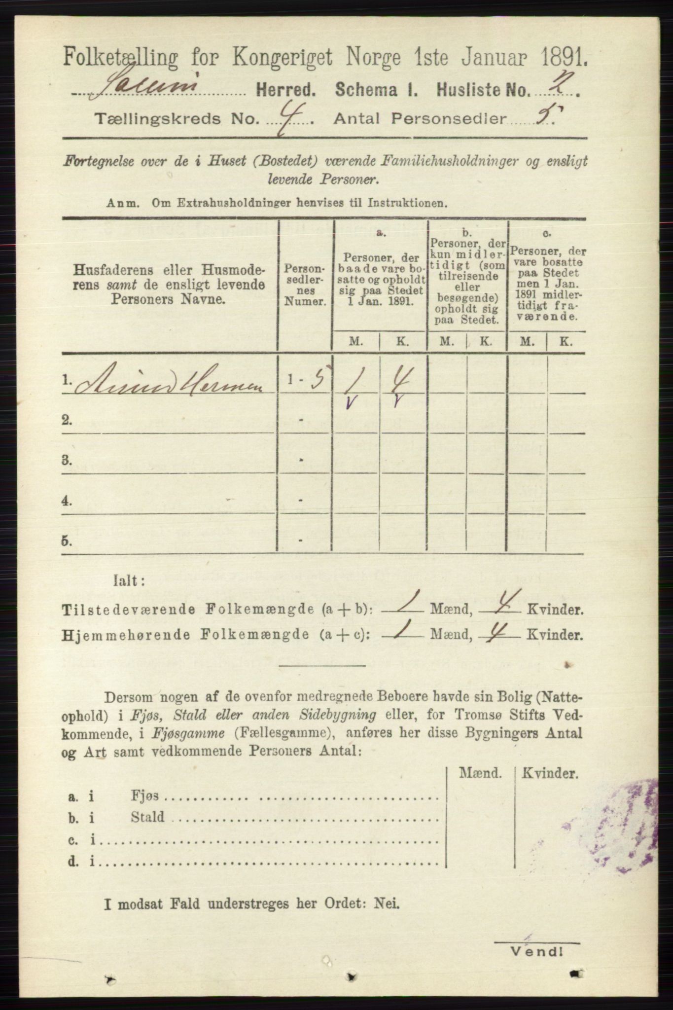 RA, 1891 census for 0818 Solum, 1891, p. 589