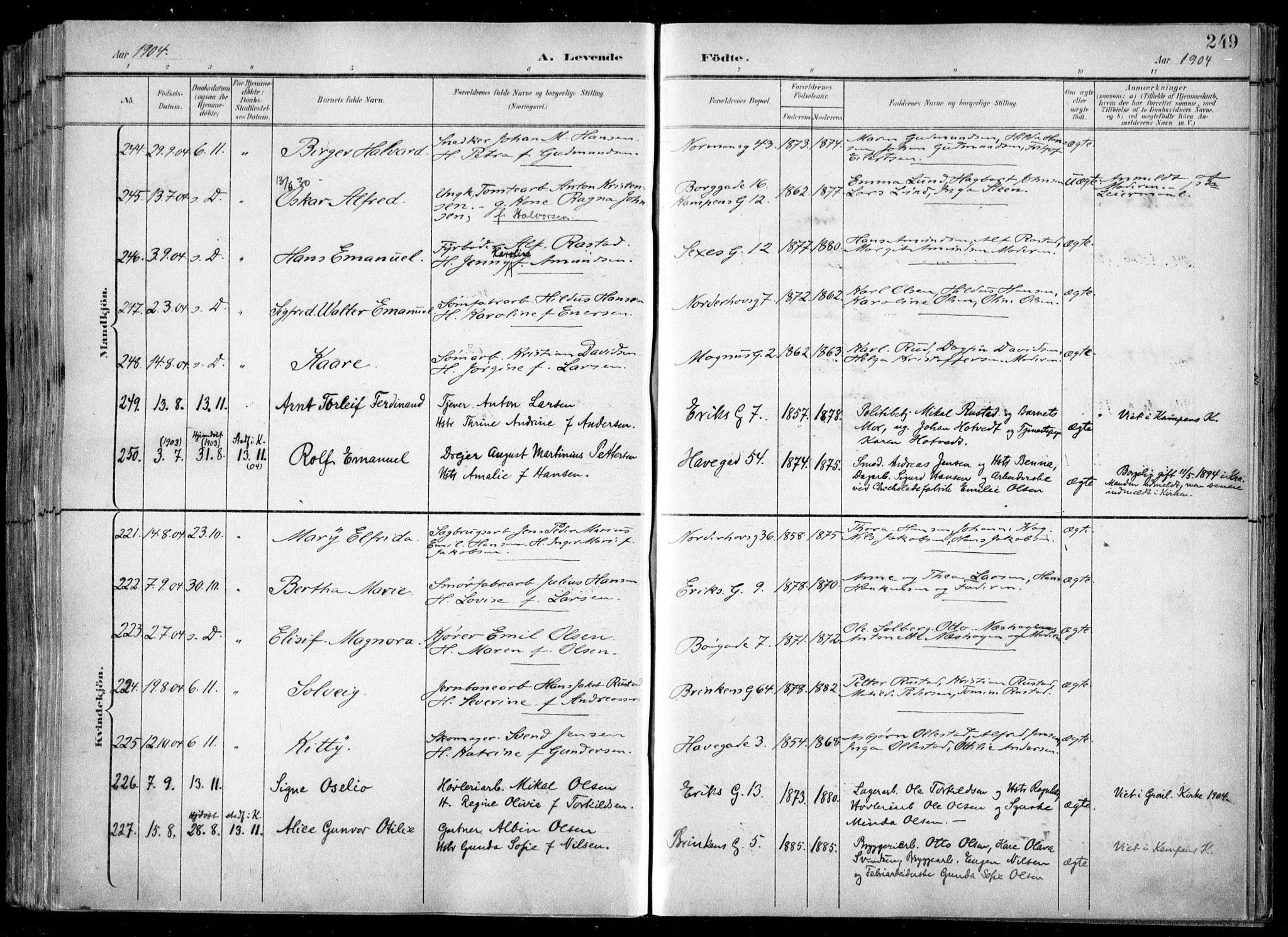 Kampen prestekontor Kirkebøker, SAO/A-10853/F/Fa/L0007: Parish register (official) no. I 7, 1897-1905, p. 249