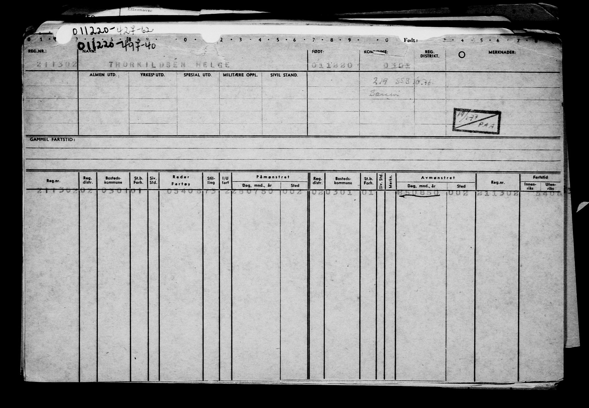 Direktoratet for sjømenn, AV/RA-S-3545/G/Gb/L0188: Hovedkort, 1920, p. 22