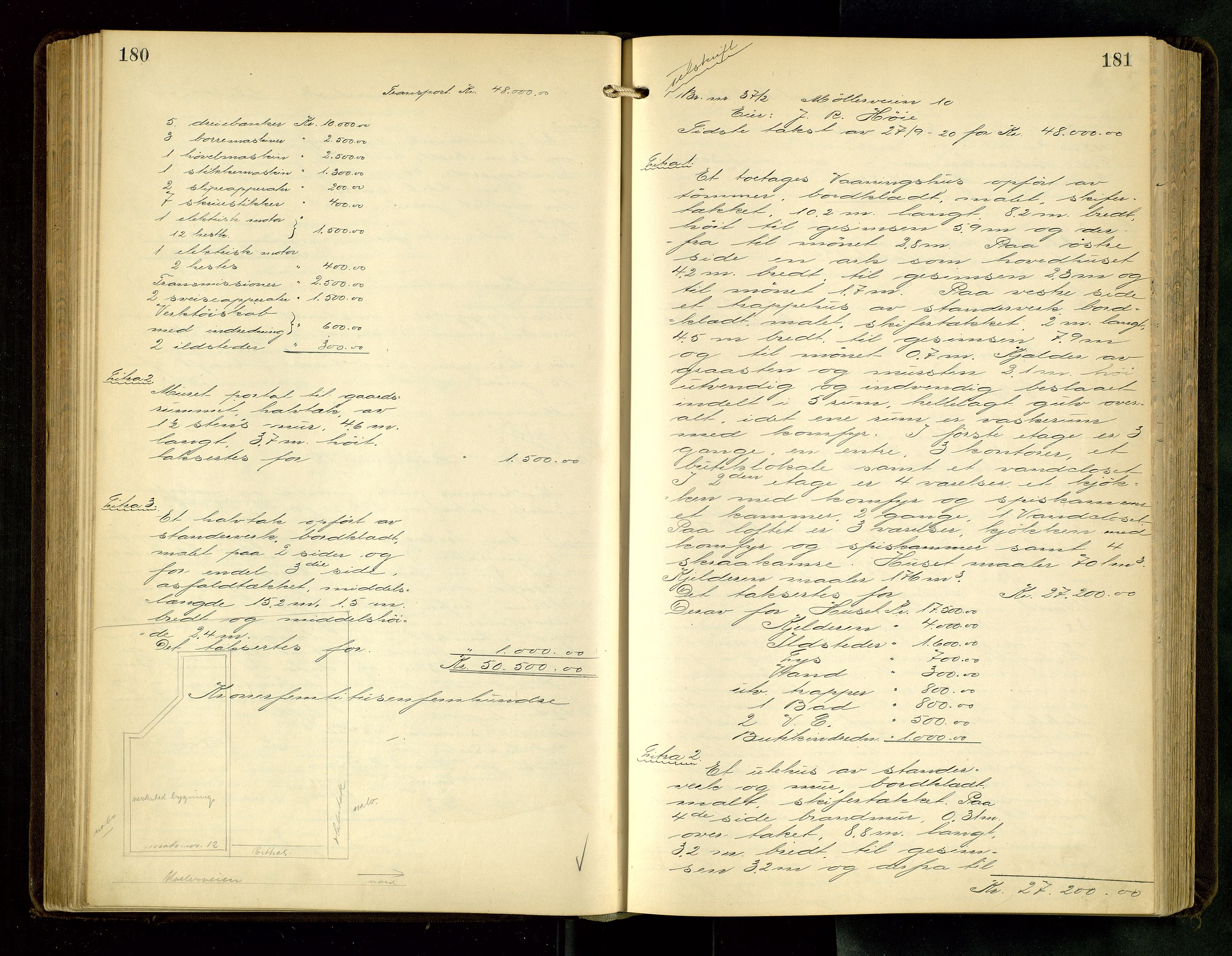 Norges Brannkasse Haugesund, SAST/A-102142/0002/O/L0012: Branntakstprotokoll, 1925-1928, p. 180-181