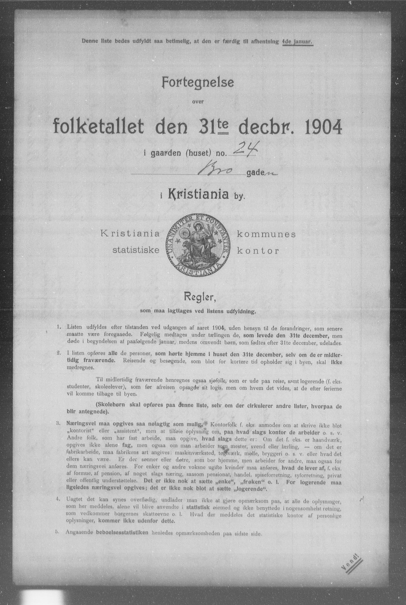 OBA, Municipal Census 1904 for Kristiania, 1904, p. 2155