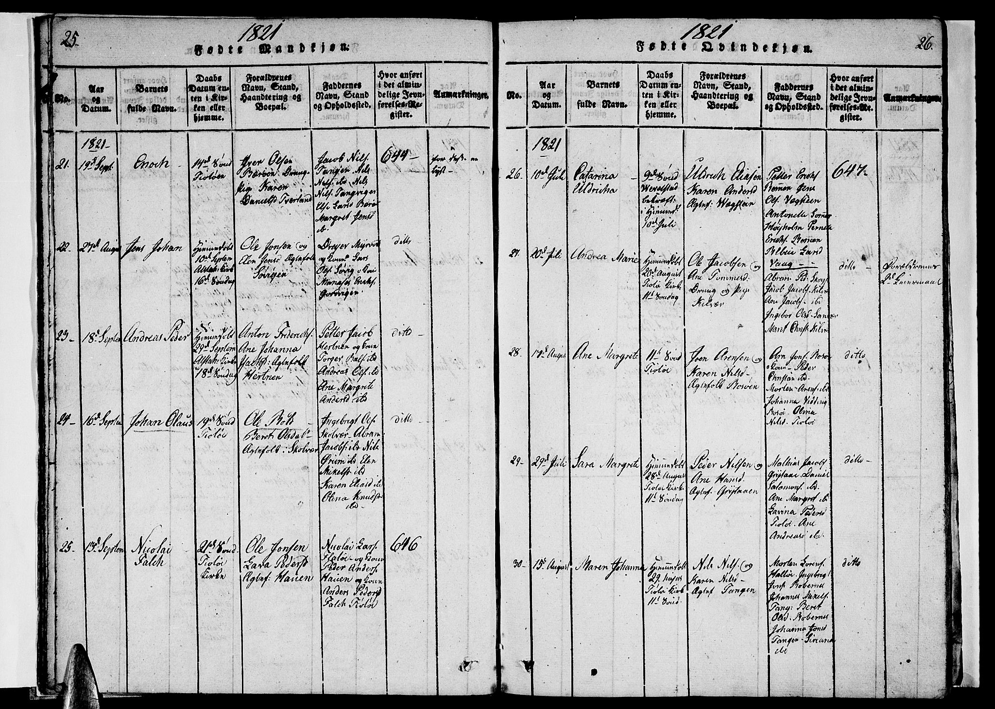 Ministerialprotokoller, klokkerbøker og fødselsregistre - Nordland, AV/SAT-A-1459/830/L0457: Parish register (copy) no. 830C01 /1, 1820-1842, p. 25-26