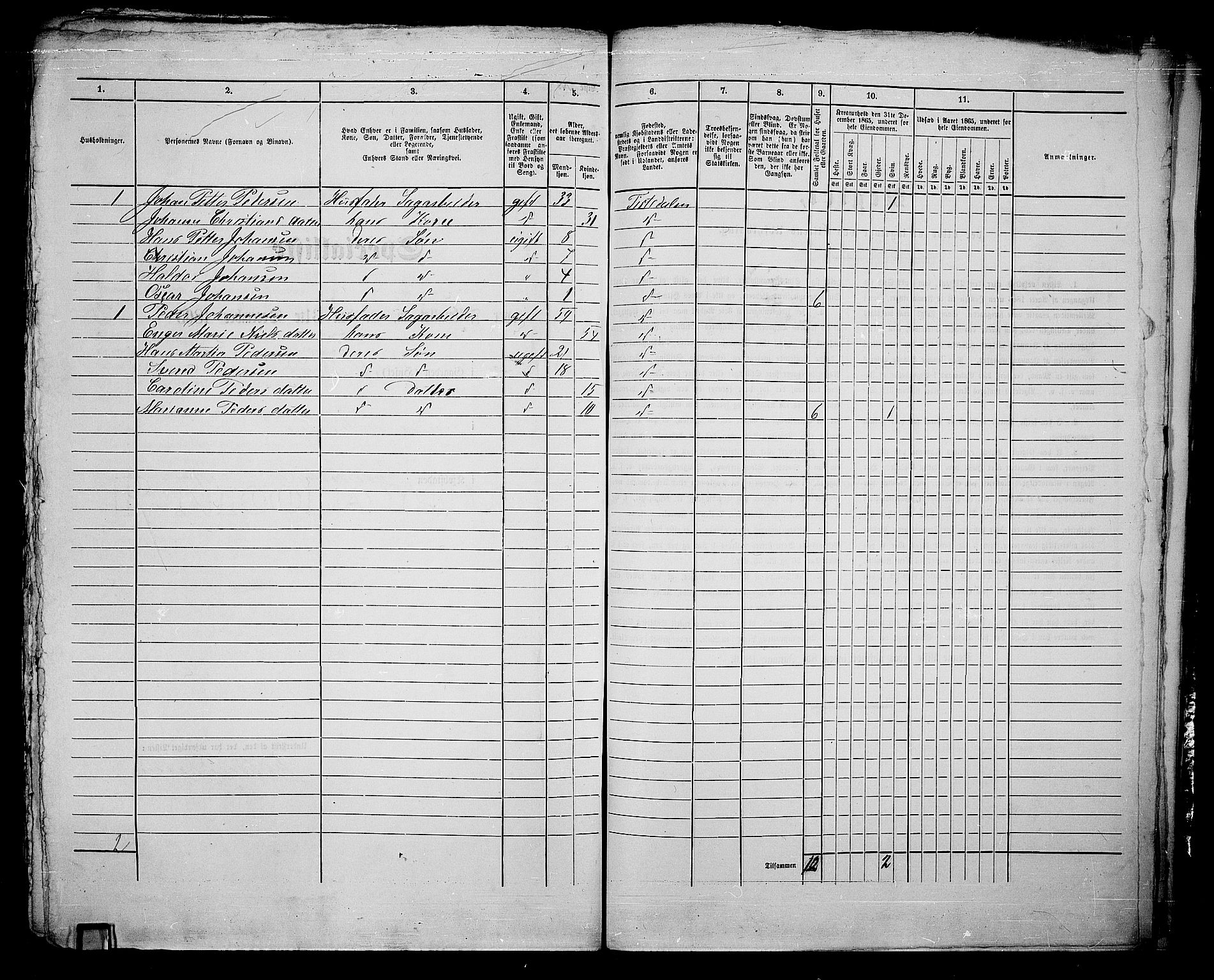RA, 1865 census for Fredrikshald, 1865, p. 764