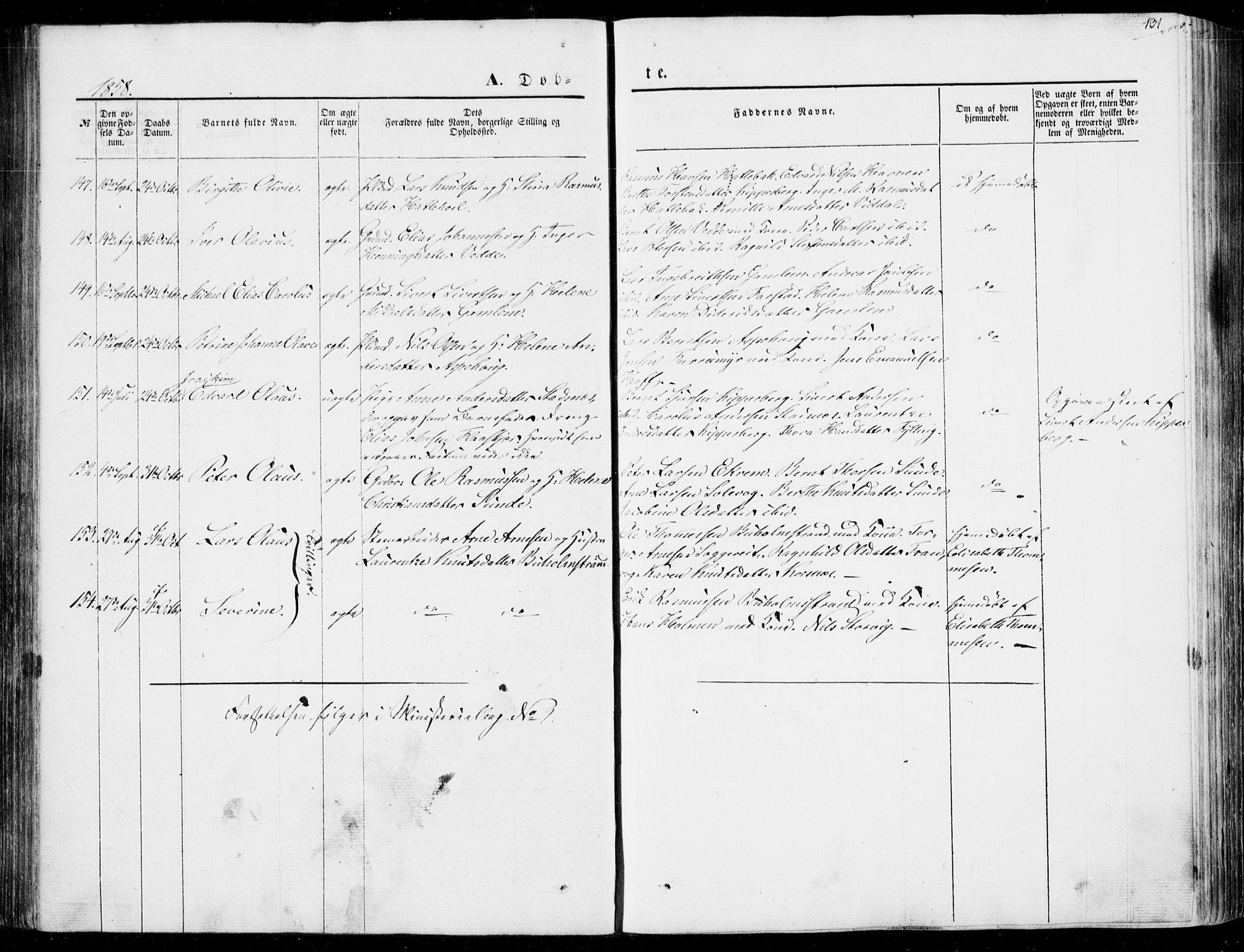 Ministerialprotokoller, klokkerbøker og fødselsregistre - Møre og Romsdal, AV/SAT-A-1454/528/L0397: Parish register (official) no. 528A08, 1848-1858, p. 131