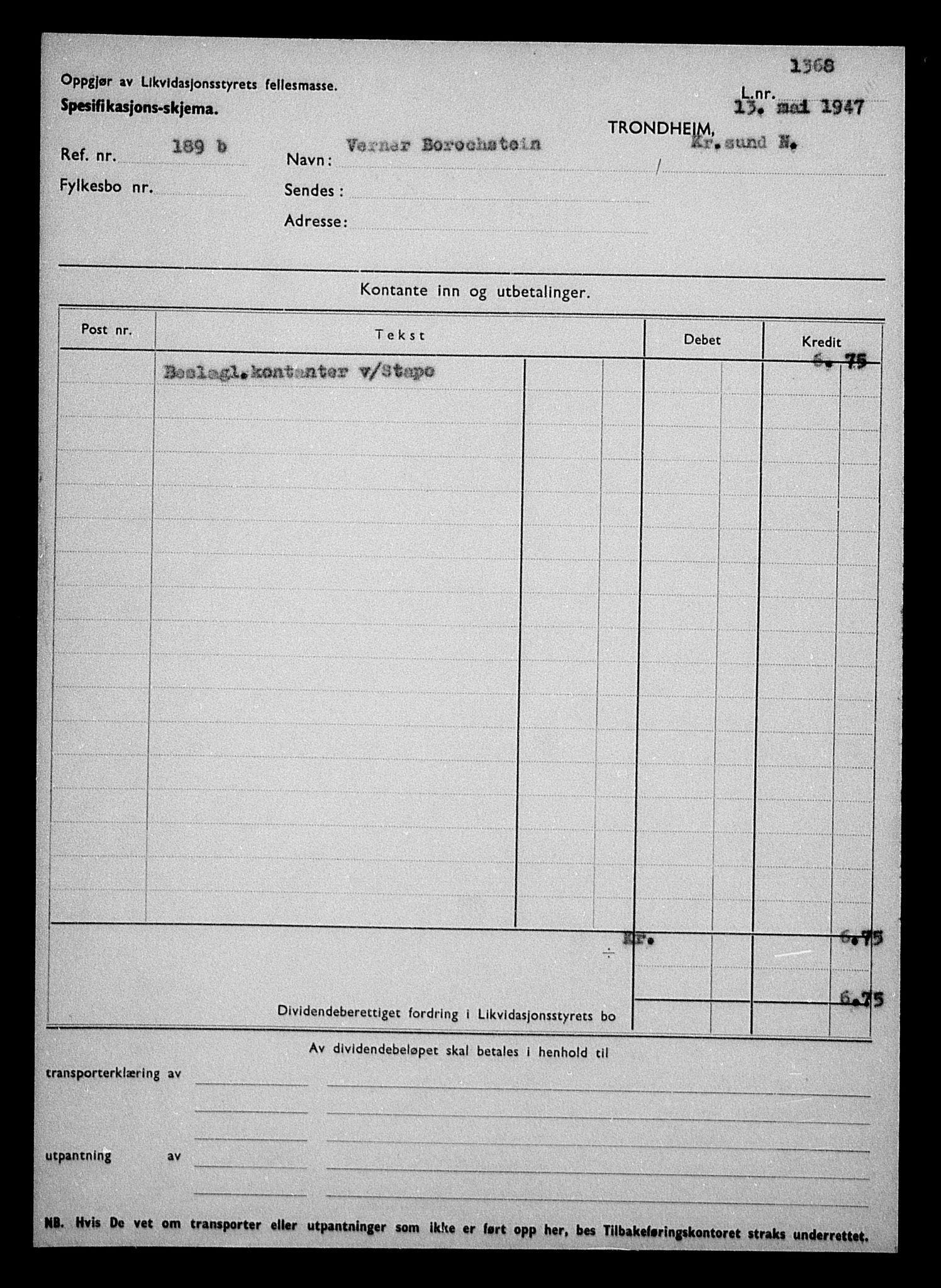 Justisdepartementet, Tilbakeføringskontoret for inndratte formuer, AV/RA-S-1564/H/Hc/Hcb/L0910: --, 1945-1947, p. 446