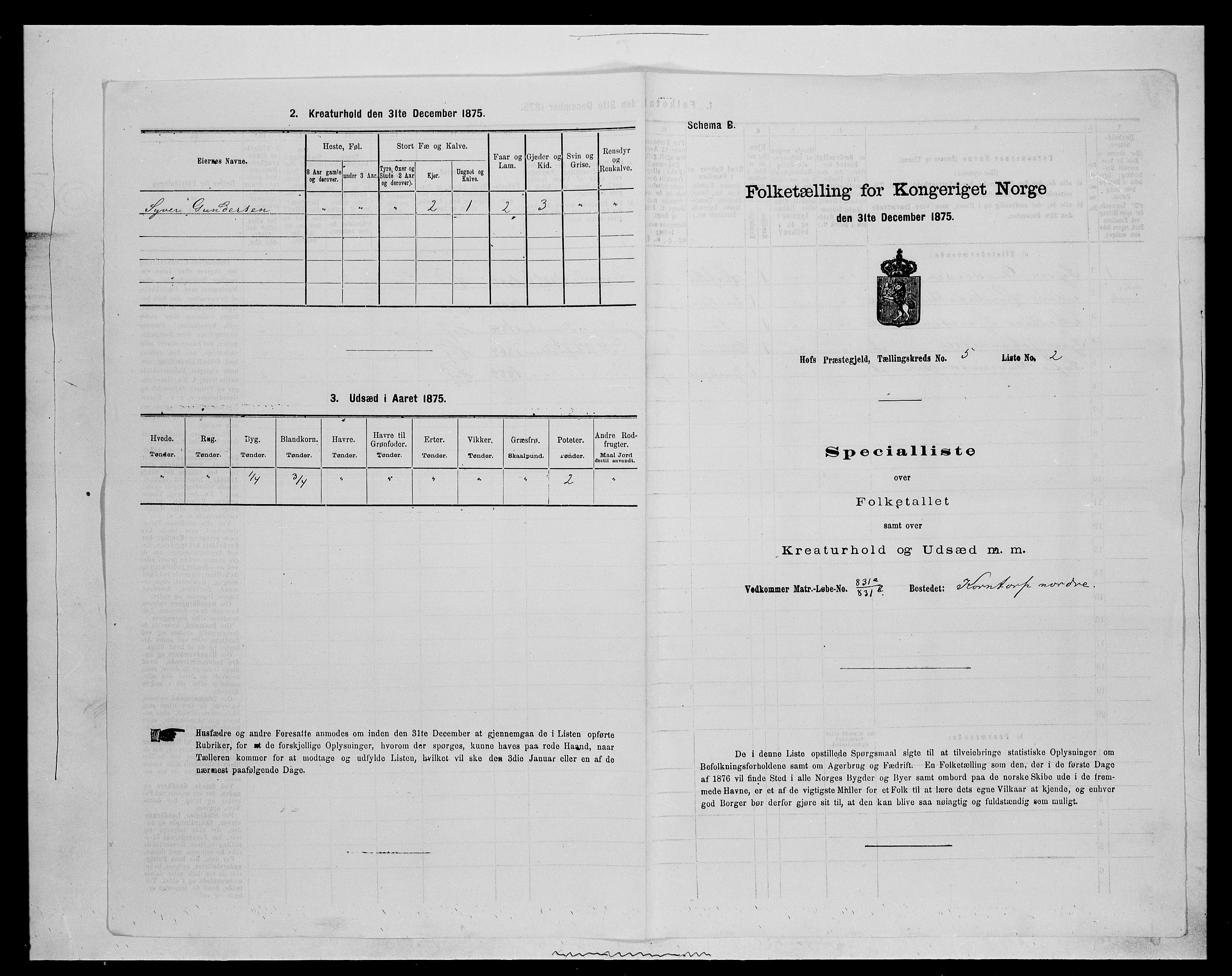 SAH, 1875 census for 0424P Hof, 1875, p. 947