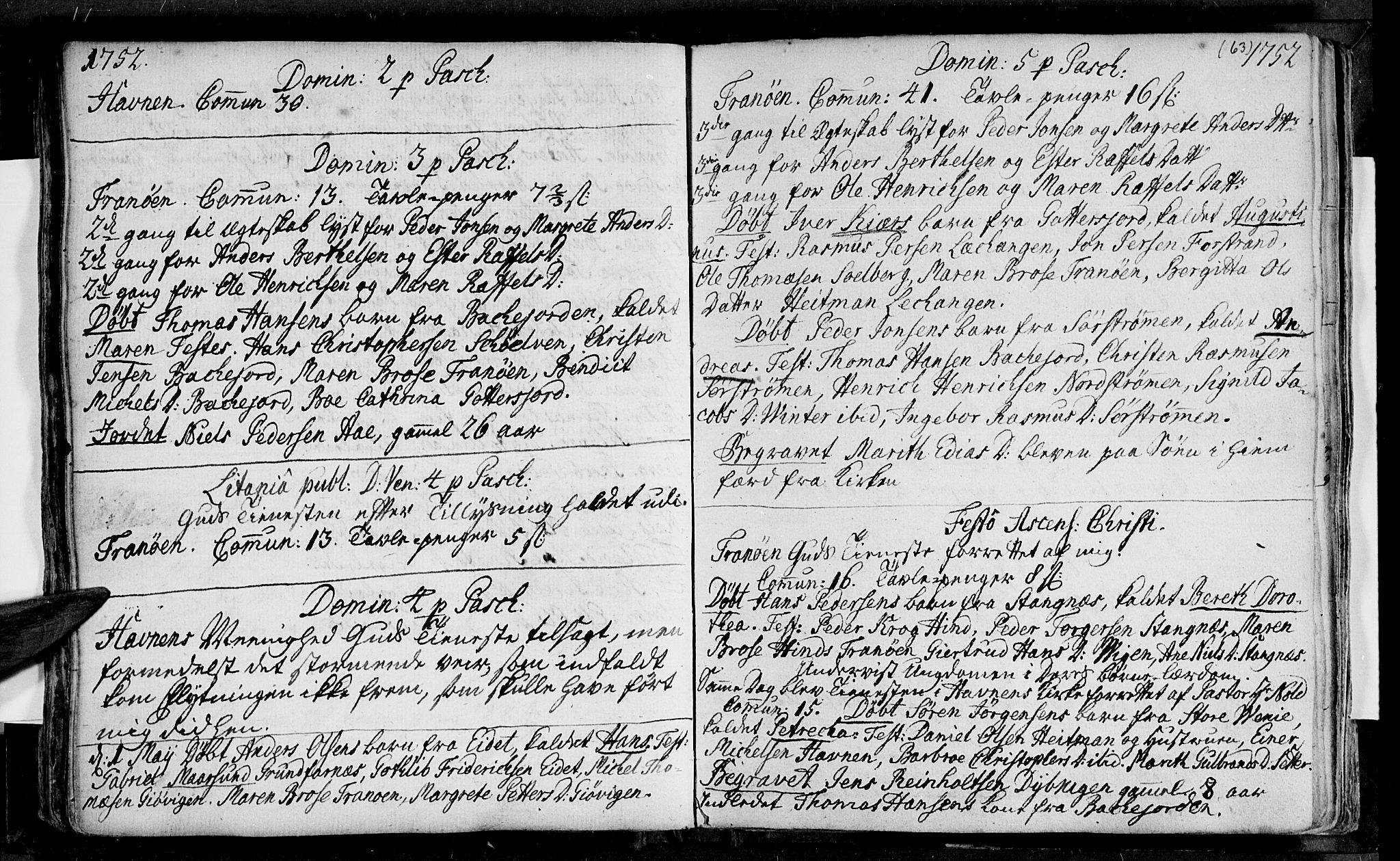 Ibestad sokneprestembete, AV/SATØ-S-0077/H/Ha/Haa/L0001kirke: Parish register (official) no. 1, 1744-1757, p. 63