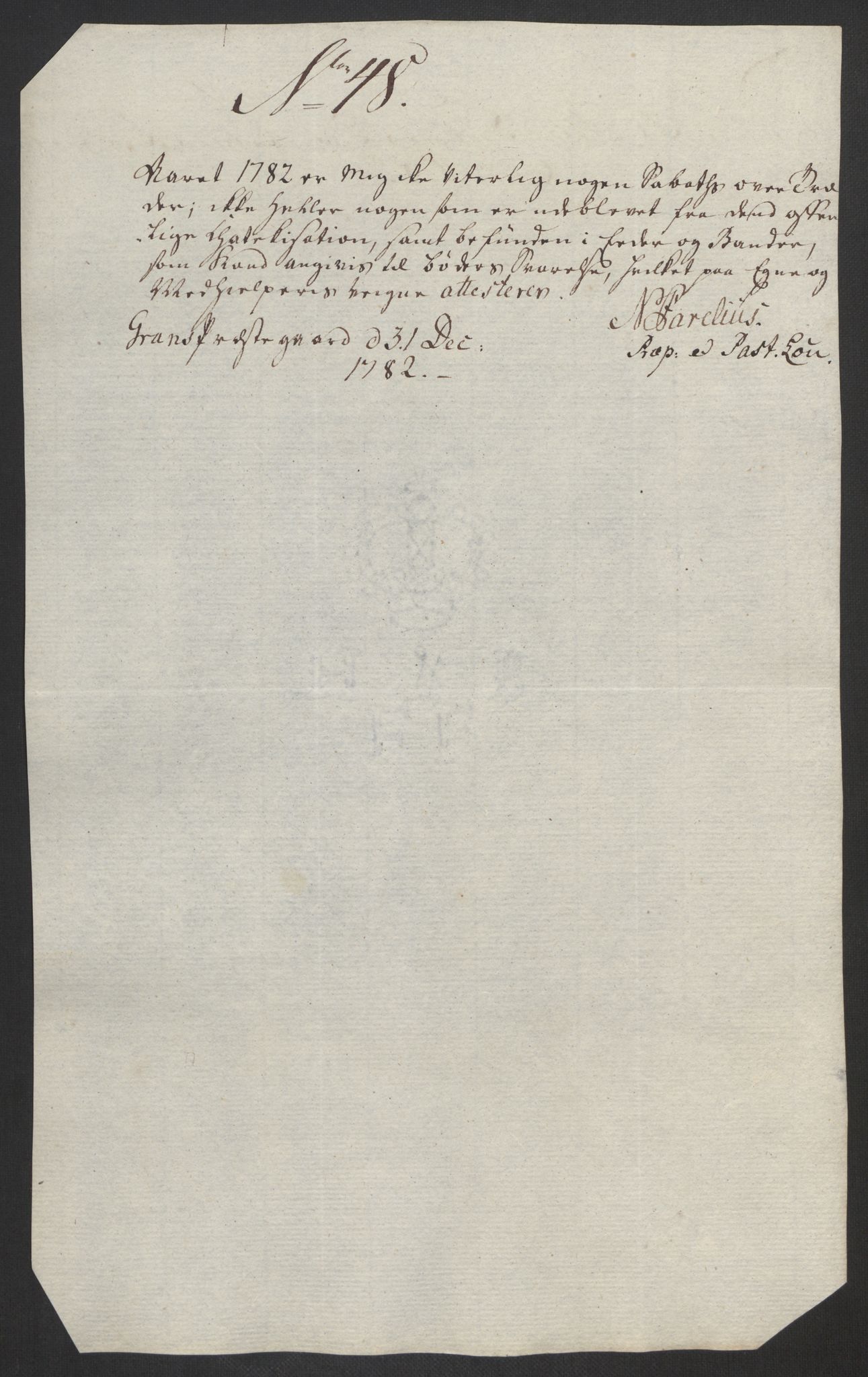 Rentekammeret inntil 1814, Reviderte regnskaper, Fogderegnskap, AV/RA-EA-4092/R19/L1369: Fogderegnskap Toten, Hadeland og Vardal, 1782, p. 181