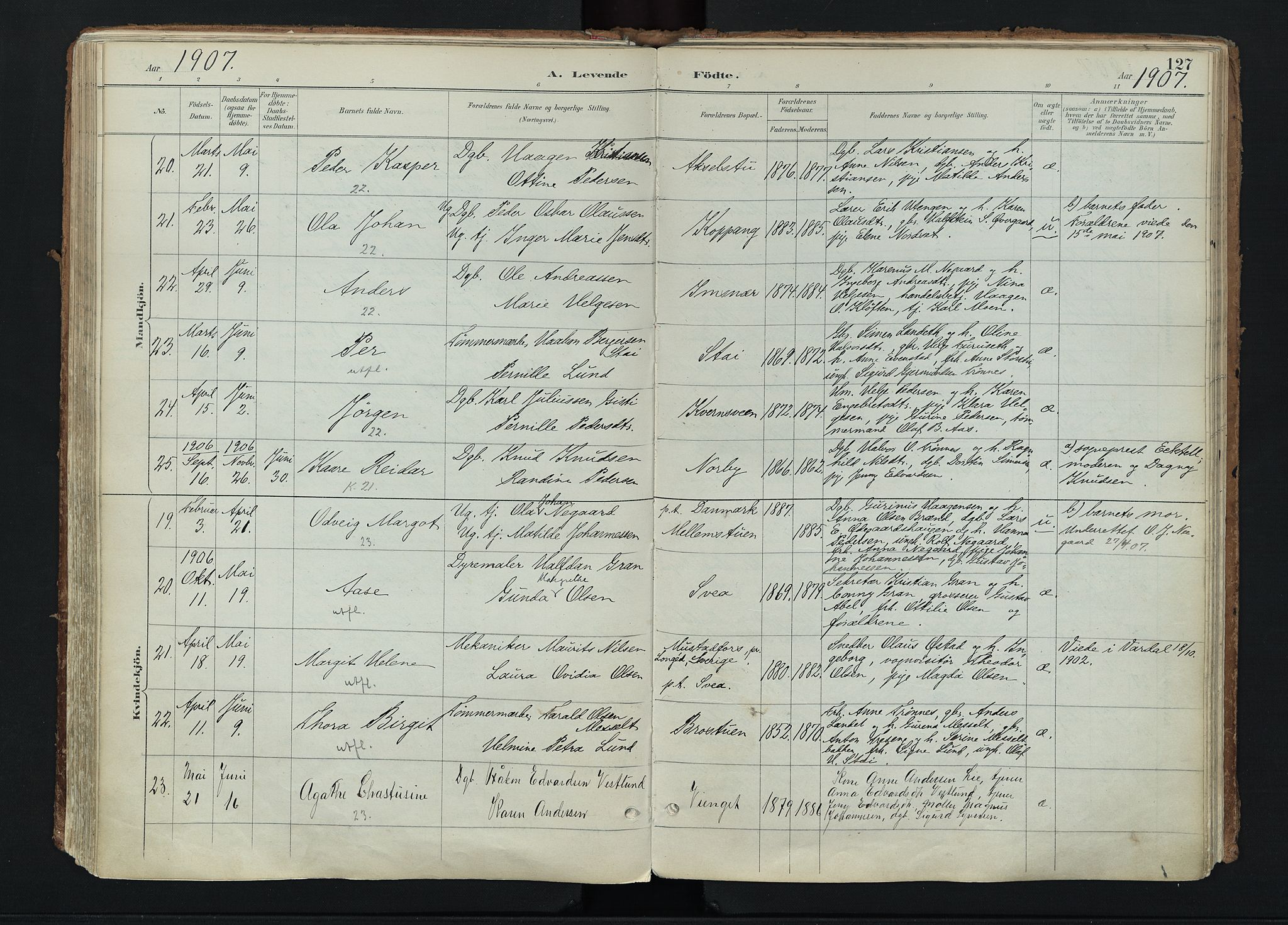 Stor-Elvdal prestekontor, AV/SAH-PREST-052/H/Ha/Haa/L0004: Parish register (official) no. 4, 1890-1922, p. 127