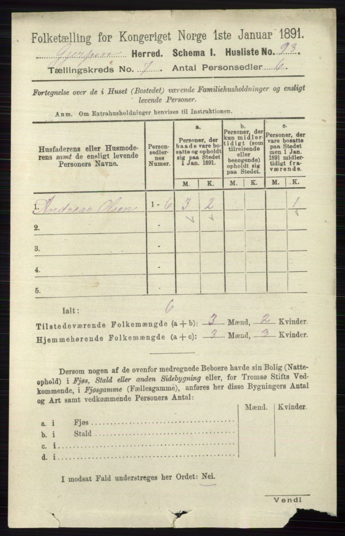 RA, 1891 census for 0812 Gjerpen, 1891, p. 3401