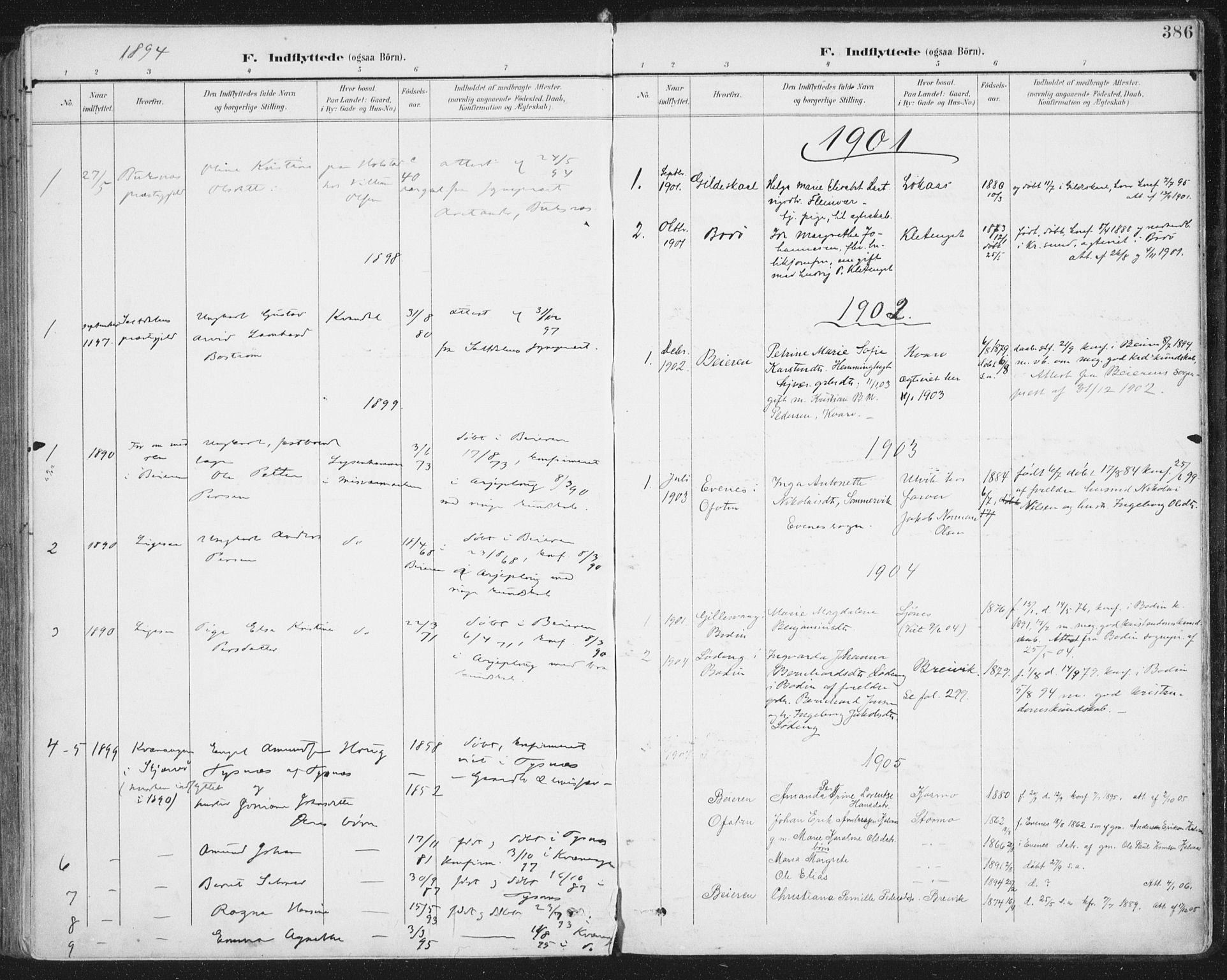 Ministerialprotokoller, klokkerbøker og fødselsregistre - Nordland, SAT/A-1459/852/L0741: Parish register (official) no. 852A11, 1894-1917, p. 386