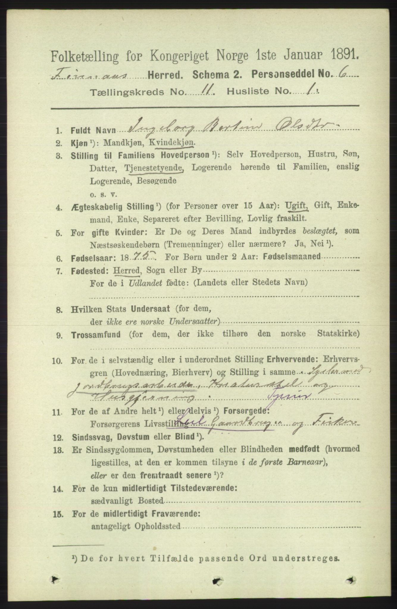 RA, 1891 census for 1218 Finnås, 1891, p. 5129