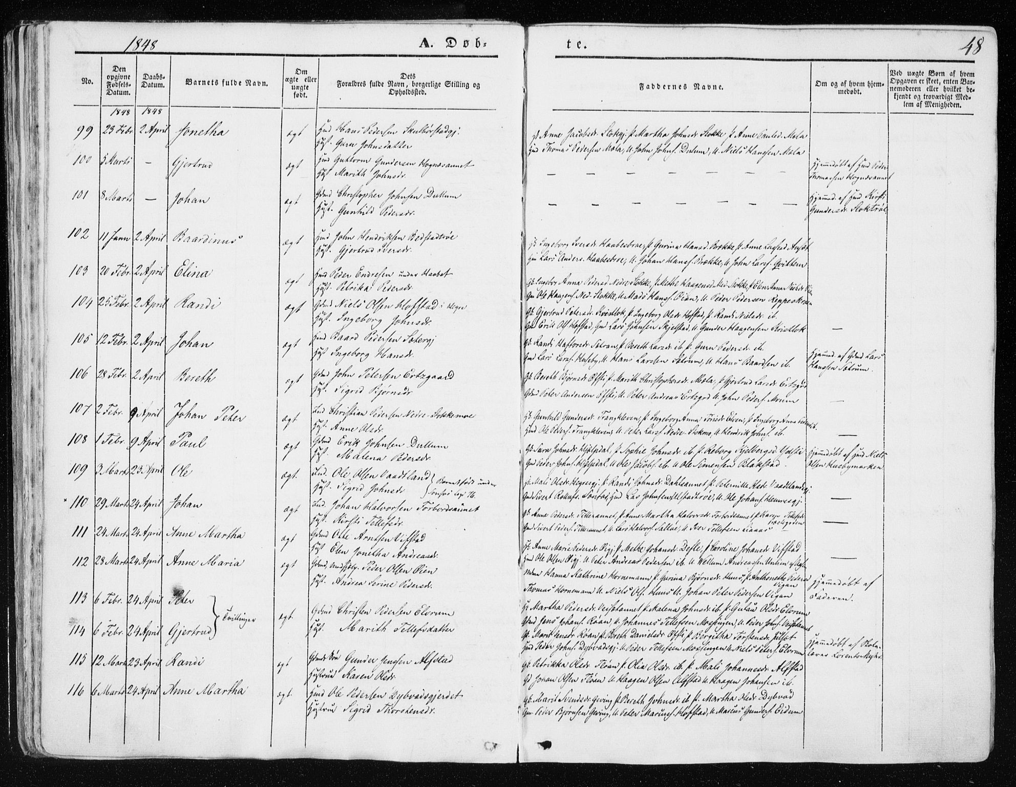 Ministerialprotokoller, klokkerbøker og fødselsregistre - Nord-Trøndelag, AV/SAT-A-1458/709/L0074: Parish register (official) no. 709A14, 1845-1858, p. 48