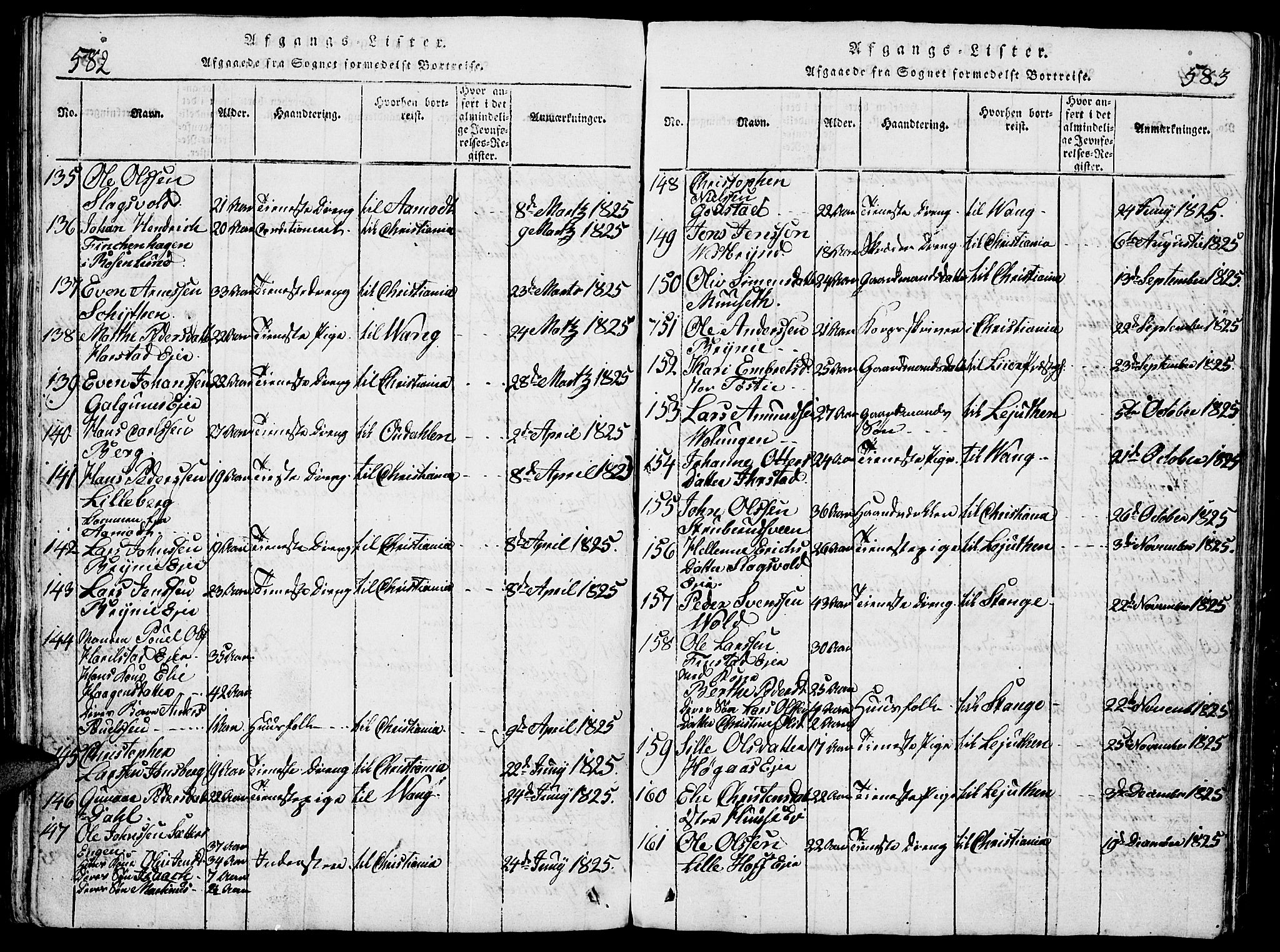 Romedal prestekontor, SAH/PREST-004/L/L0005: Parish register (copy) no. 5, 1814-1829, p. 582-583