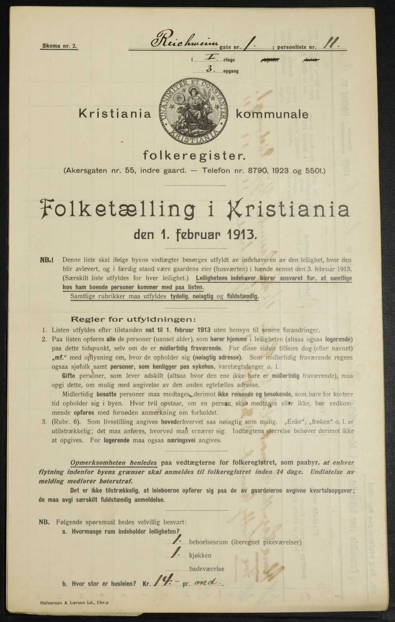 OBA, Municipal Census 1913 for Kristiania, 1913, p. 82674