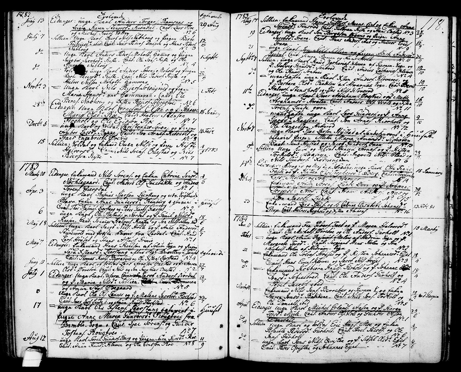 Eidanger kirkebøker, SAKO/A-261/F/Fa/L0006: Parish register (official) no. 6, 1764-1814, p. 118