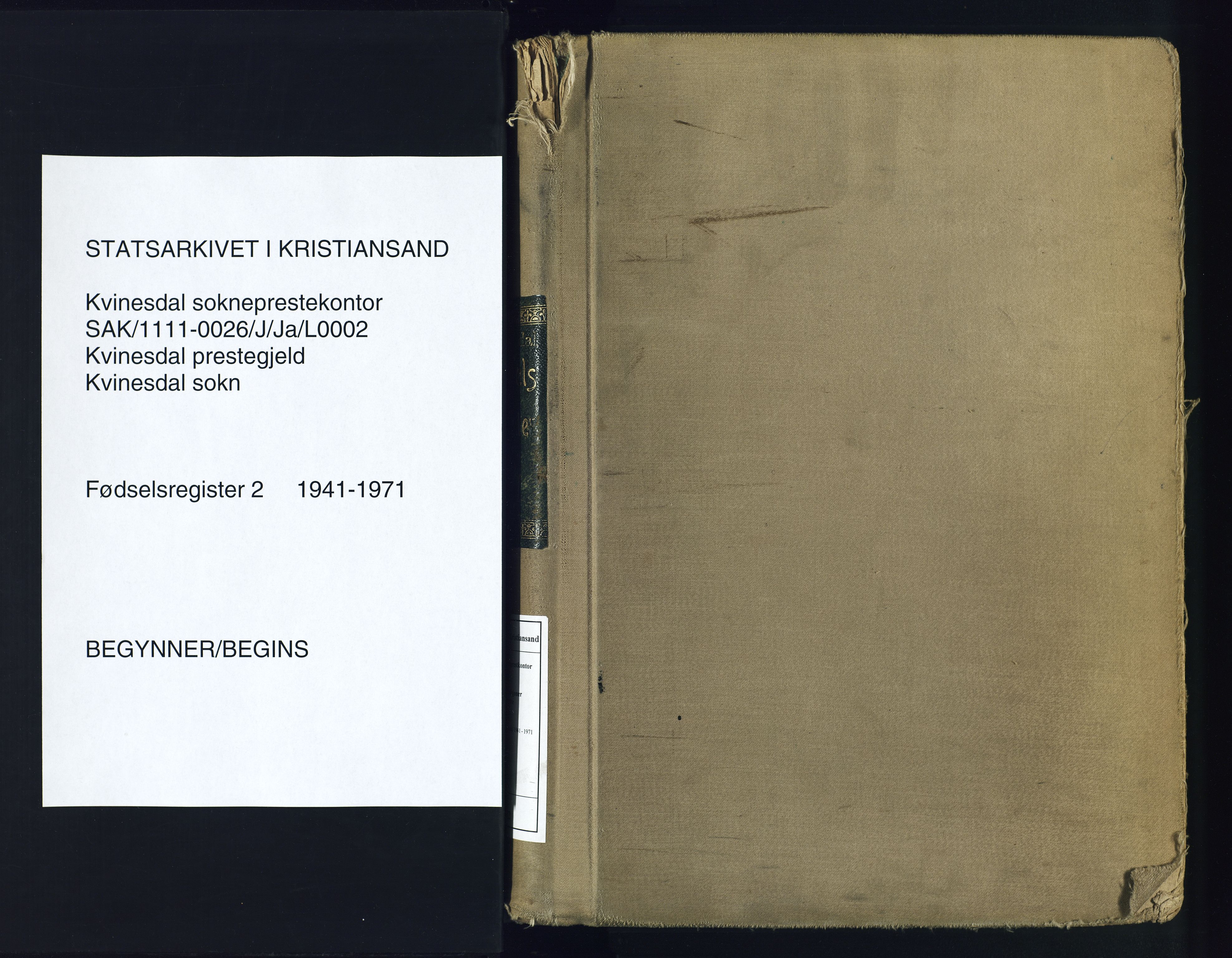 Kvinesdal sokneprestkontor, SAK/1111-0026/J/Ja/L0002: Birth register no. 2, 1941-1971