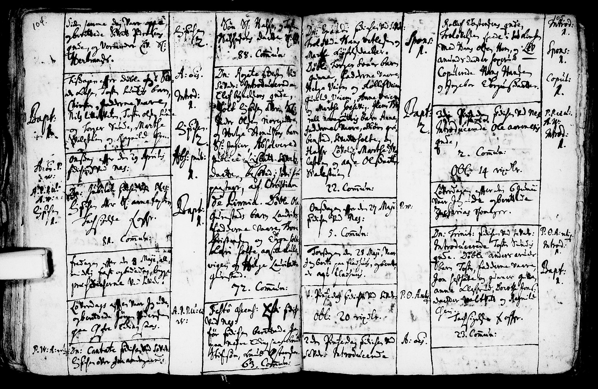 Sauherad kirkebøker, AV/SAKO-A-298/F/Fa/L0002: Parish register (official) no. I 2, 1681-1720, p. 104-105