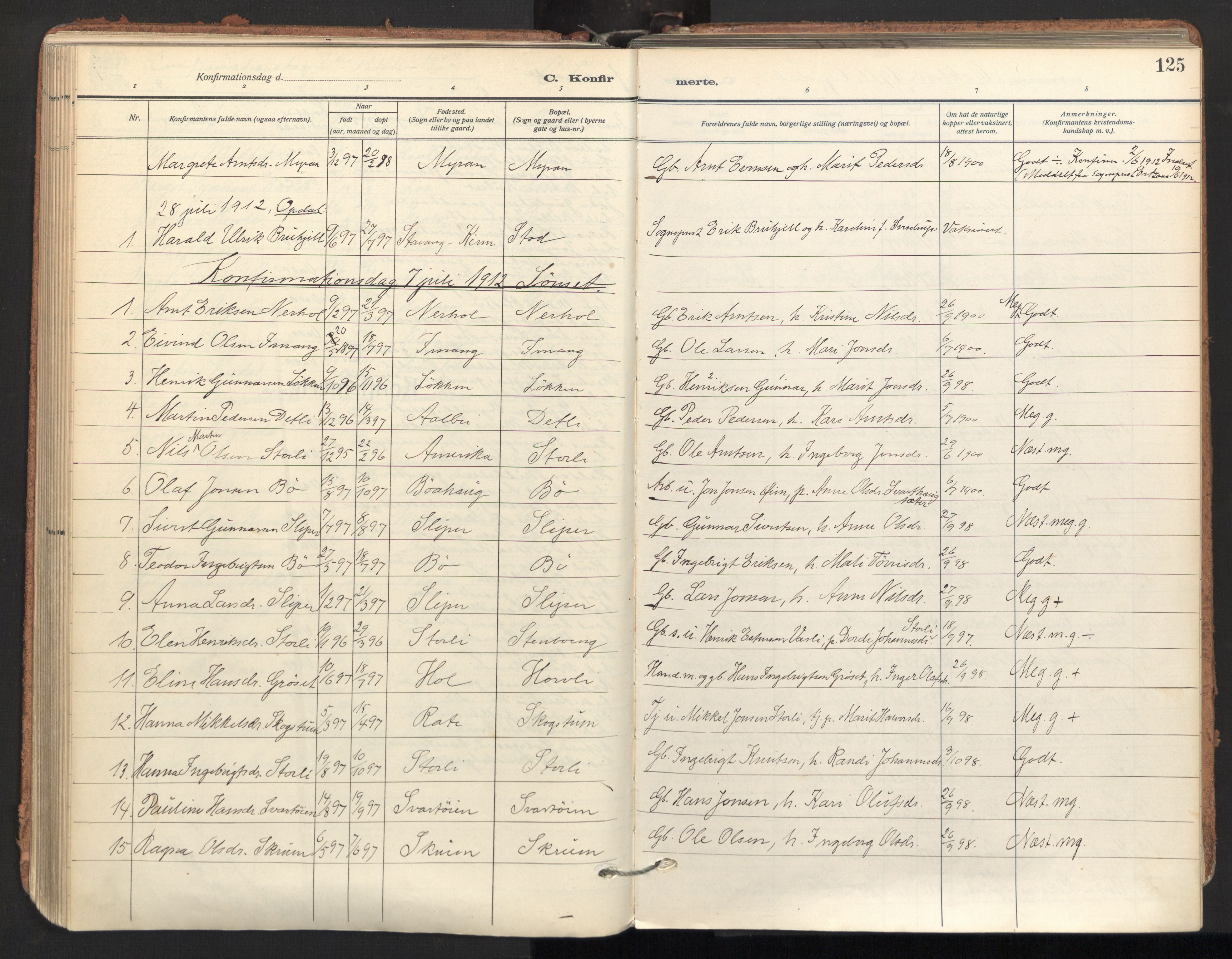 Ministerialprotokoller, klokkerbøker og fødselsregistre - Sør-Trøndelag, SAT/A-1456/678/L0909: Parish register (official) no. 678A17, 1912-1930, p. 125
