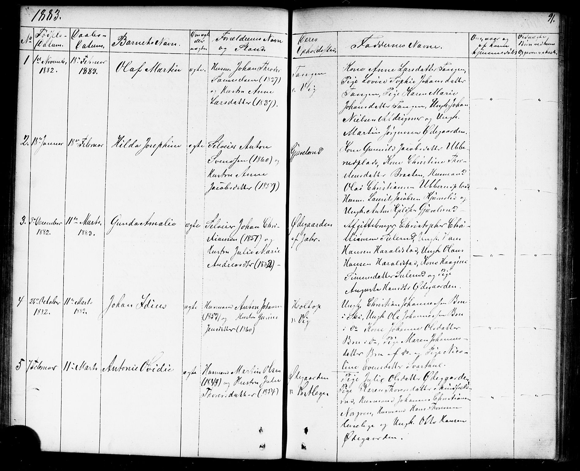 Enebakk prestekontor Kirkebøker, SAO/A-10171c/G/Gb/L0001: Parish register (copy) no. II 1, 1859-1890, p. 91