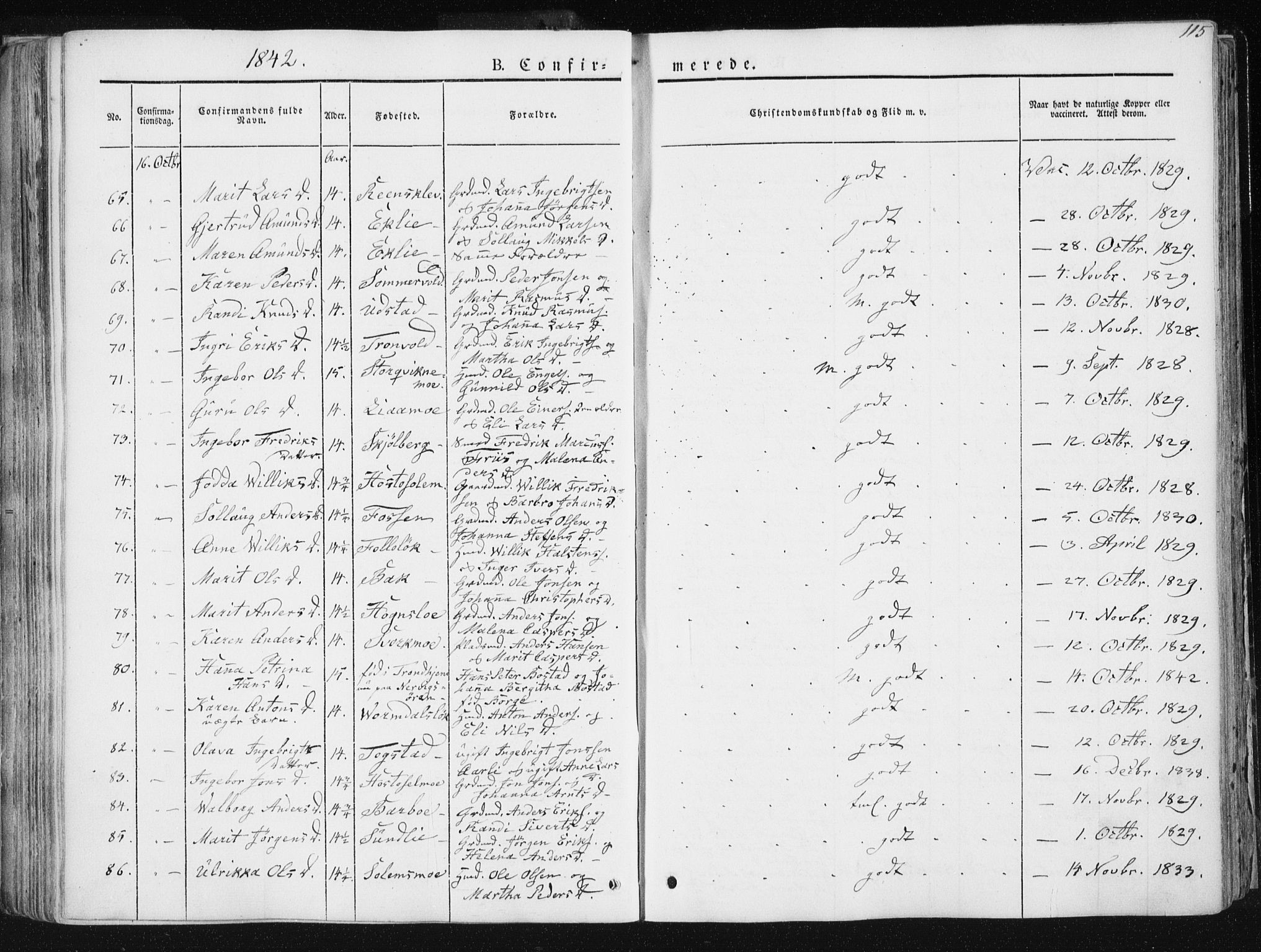 Ministerialprotokoller, klokkerbøker og fødselsregistre - Sør-Trøndelag, SAT/A-1456/668/L0805: Parish register (official) no. 668A05, 1840-1853, p. 115