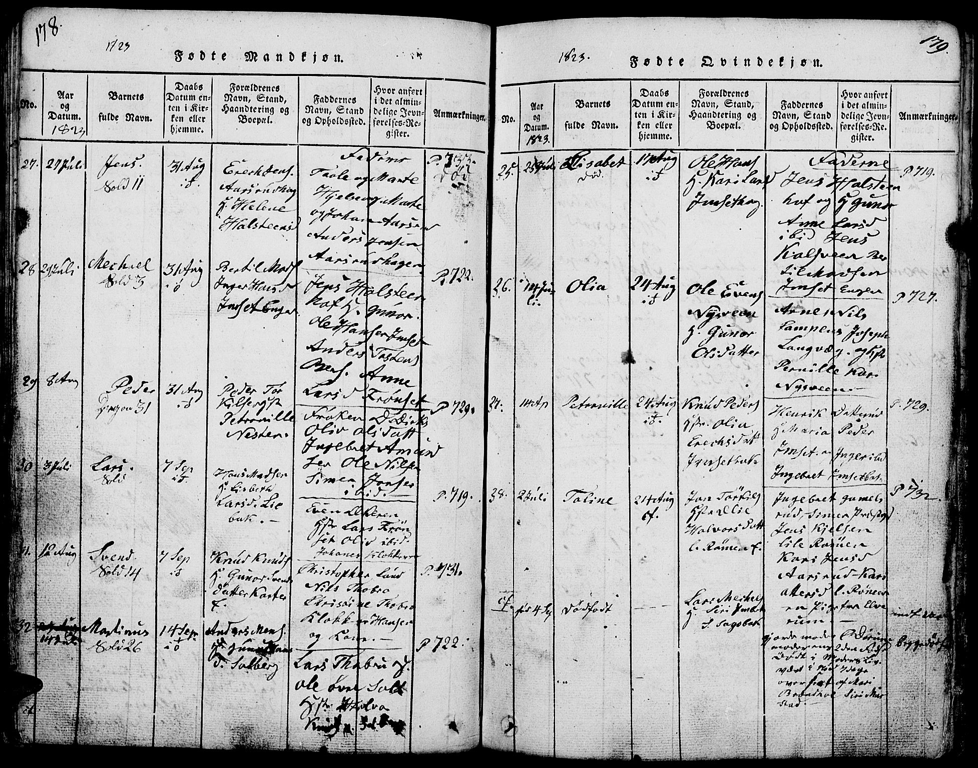Løten prestekontor, AV/SAH-PREST-022/L/La/L0001: Parish register (copy) no. 1, 1812-1832, p. 178-179