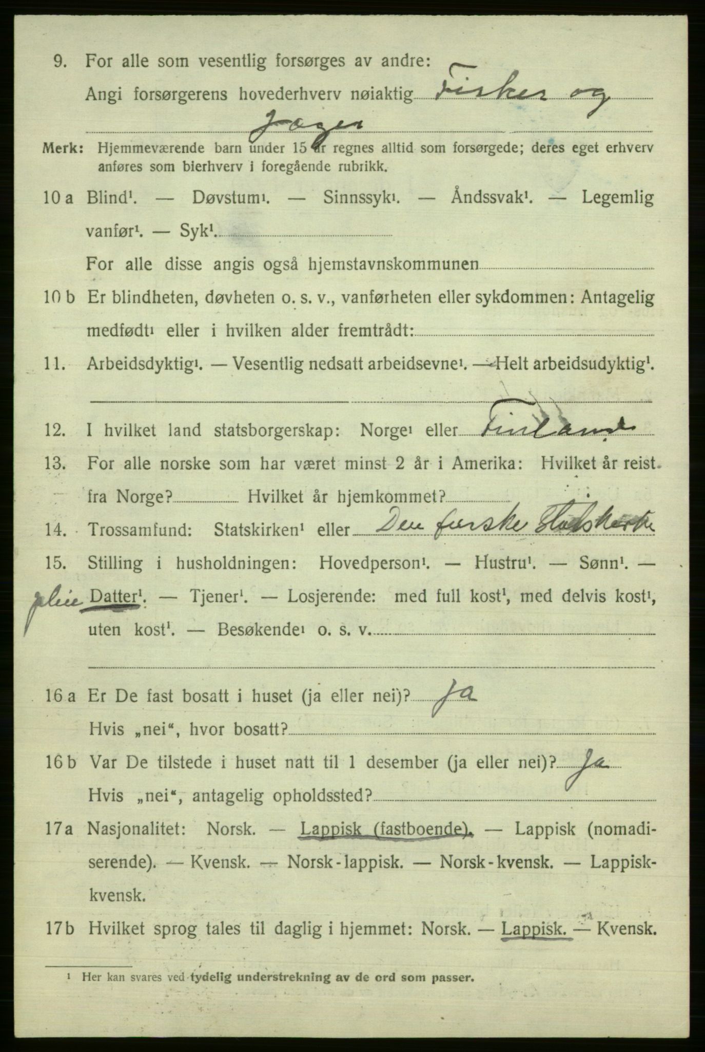 SATØ, 1920 census for Polmak, 1920, p. 1322