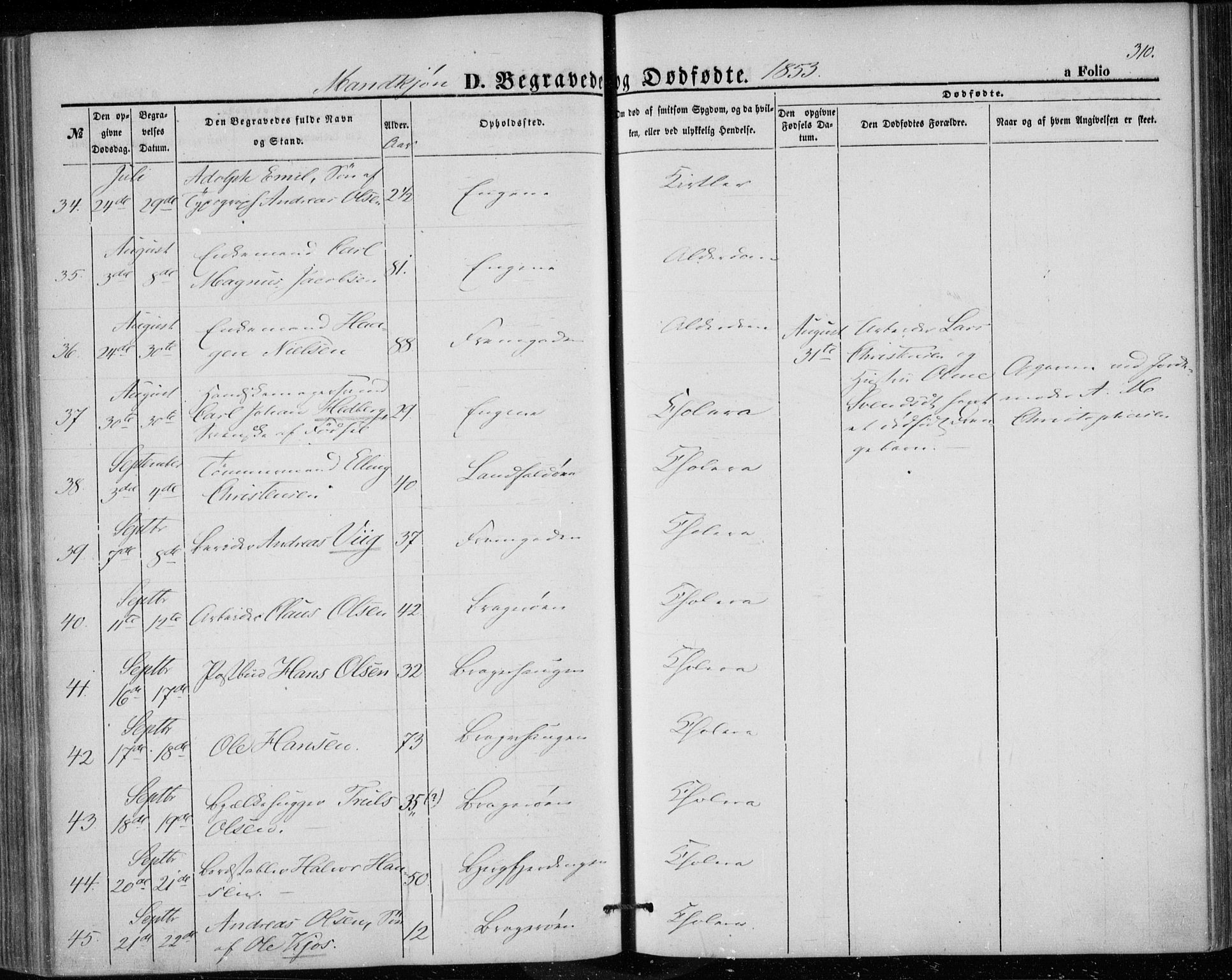 Bragernes kirkebøker, AV/SAKO-A-6/F/Fb/L0002: Parish register (official) no. II 2, 1848-1859, p. 310