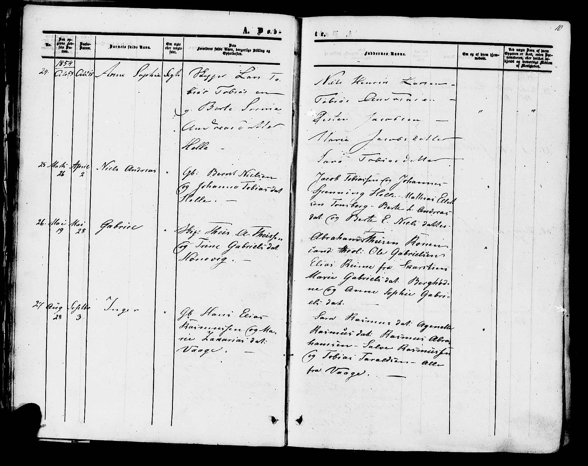 Herad sokneprestkontor, AV/SAK-1111-0018/F/Fa/Fab/L0004: Parish register (official) no. A 4, 1853-1885, p. 10