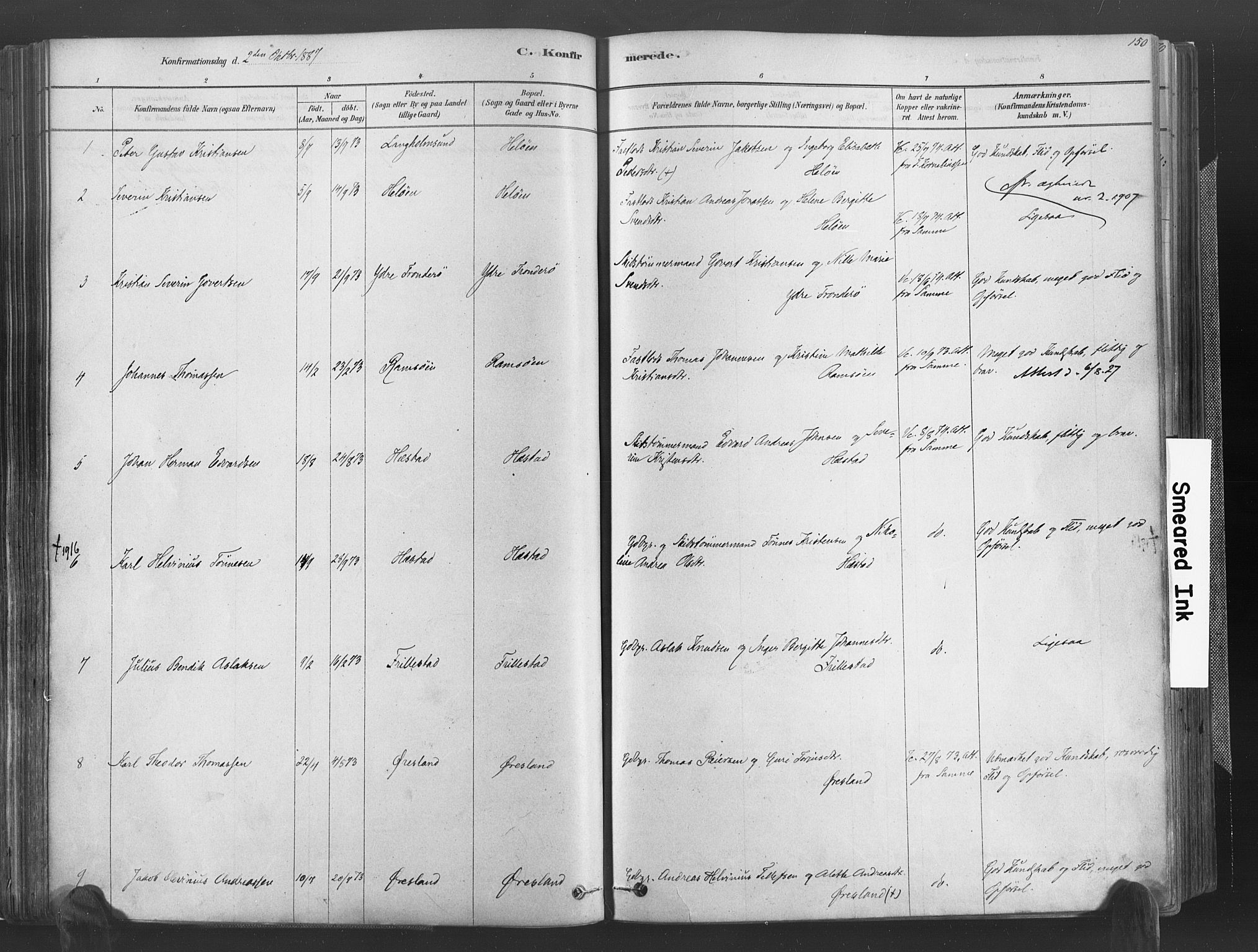 Høvåg sokneprestkontor, SAK/1111-0025/F/Fa/L0005: Parish register (official) no. A 5, 1878-1893, p. 150