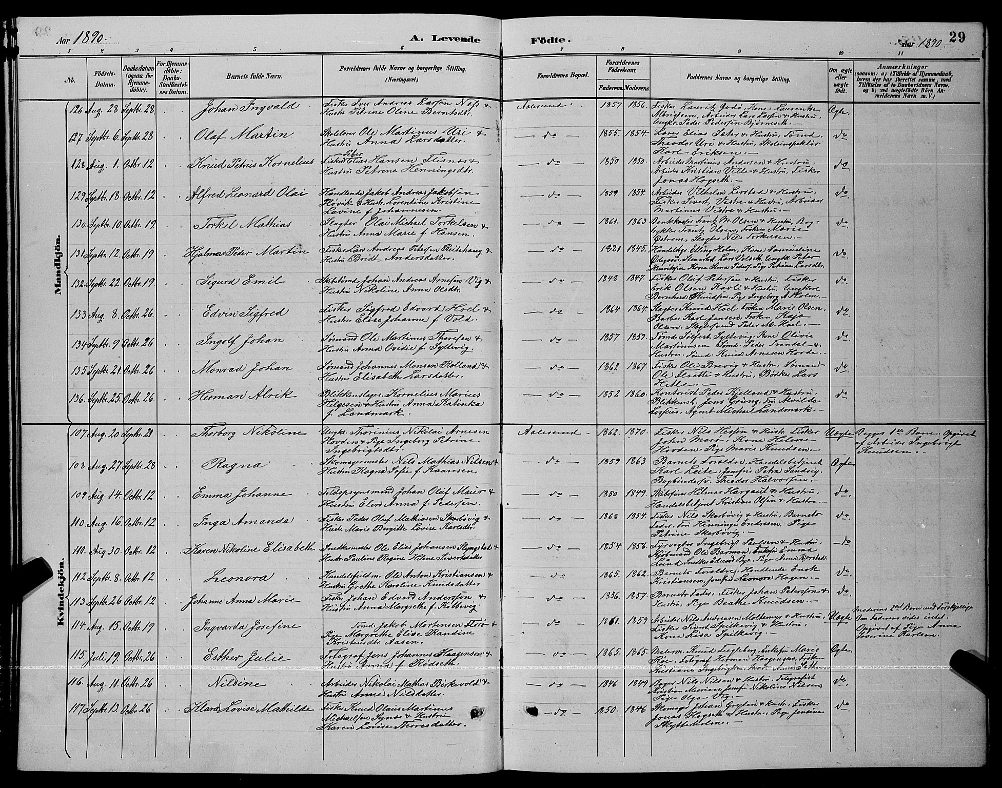 Ministerialprotokoller, klokkerbøker og fødselsregistre - Møre og Romsdal, AV/SAT-A-1454/529/L0467: Parish register (copy) no. 529C04, 1889-1897, p. 29