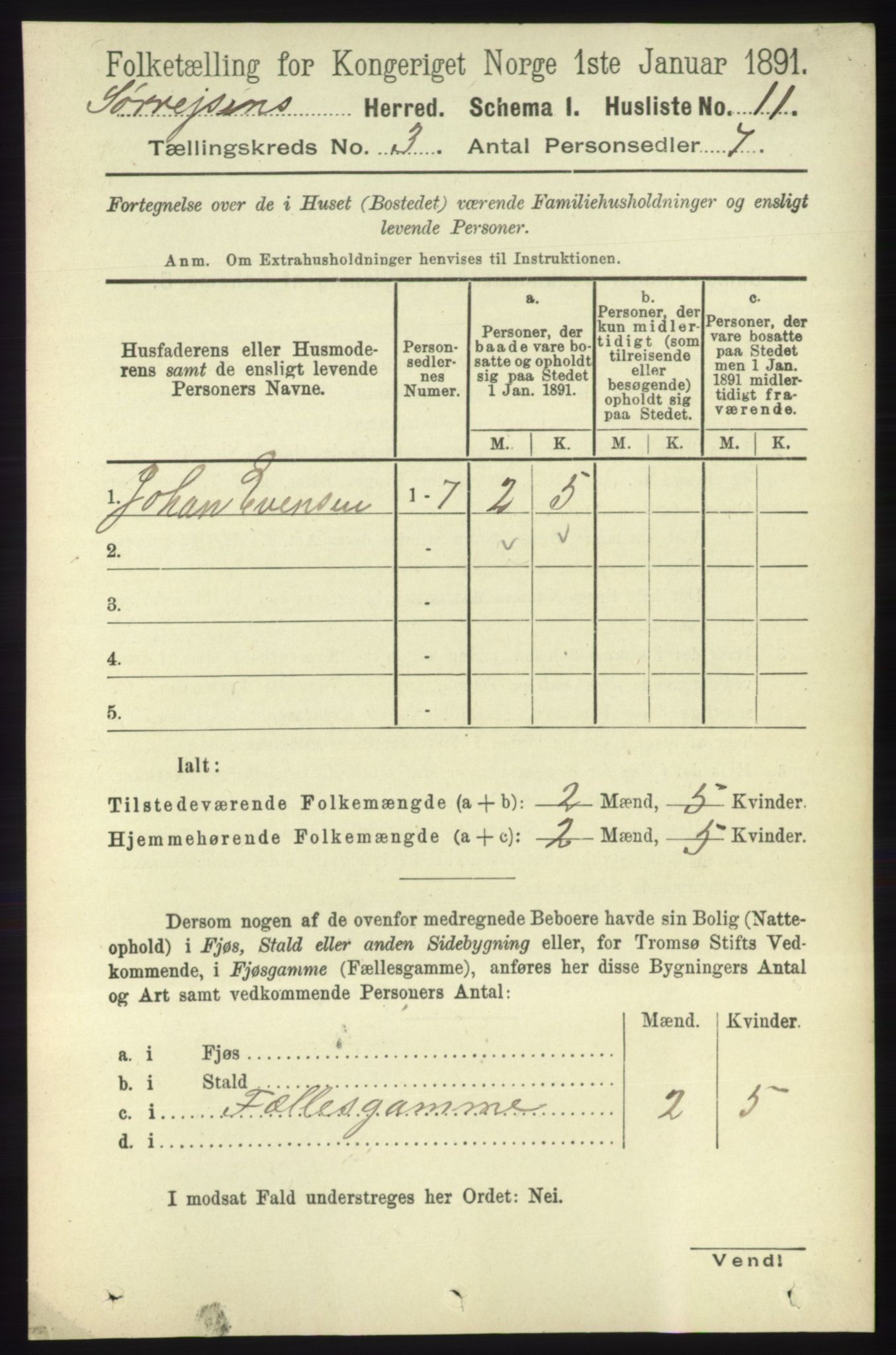 RA, 1891 census for 1925 Sørreisa, 1891, p. 654