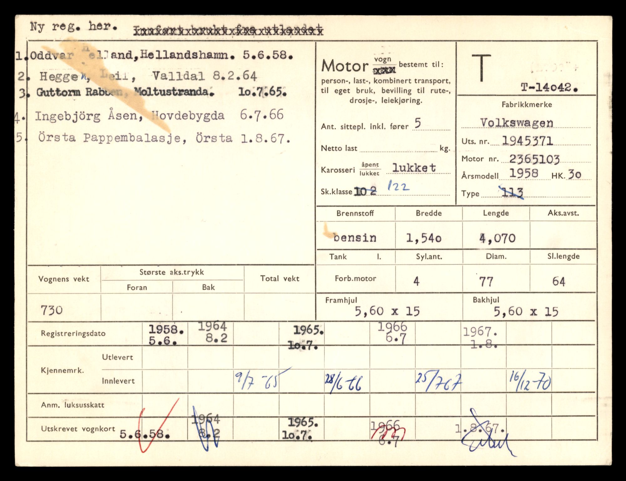 Møre og Romsdal vegkontor - Ålesund trafikkstasjon, AV/SAT-A-4099/F/Fe/L0042: Registreringskort for kjøretøy T 13906 - T 14079, 1927-1998, p. 2237