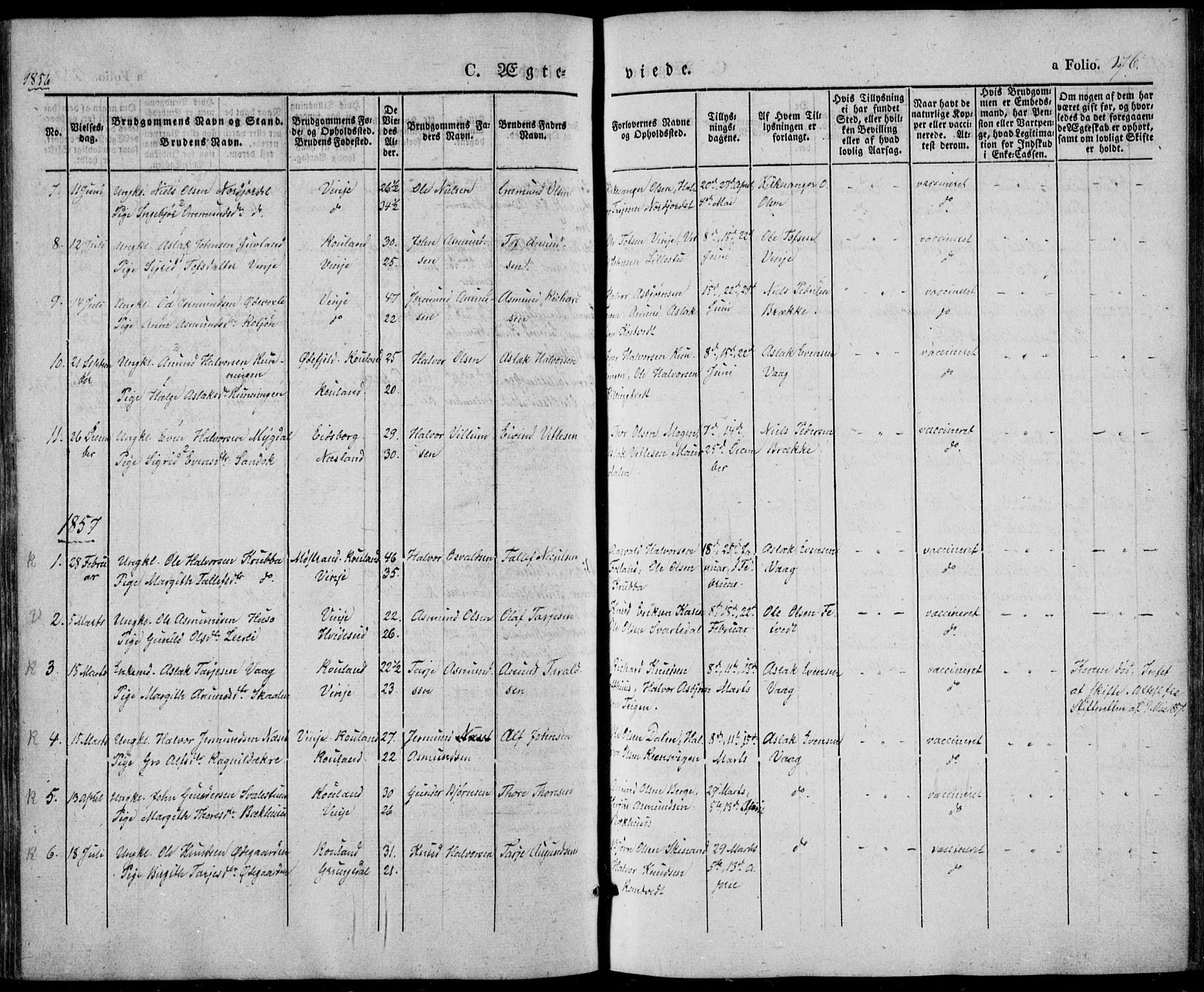 Vinje kirkebøker, SAKO/A-312/F/Fa/L0004: Parish register (official) no. I 4, 1843-1869, p. 276