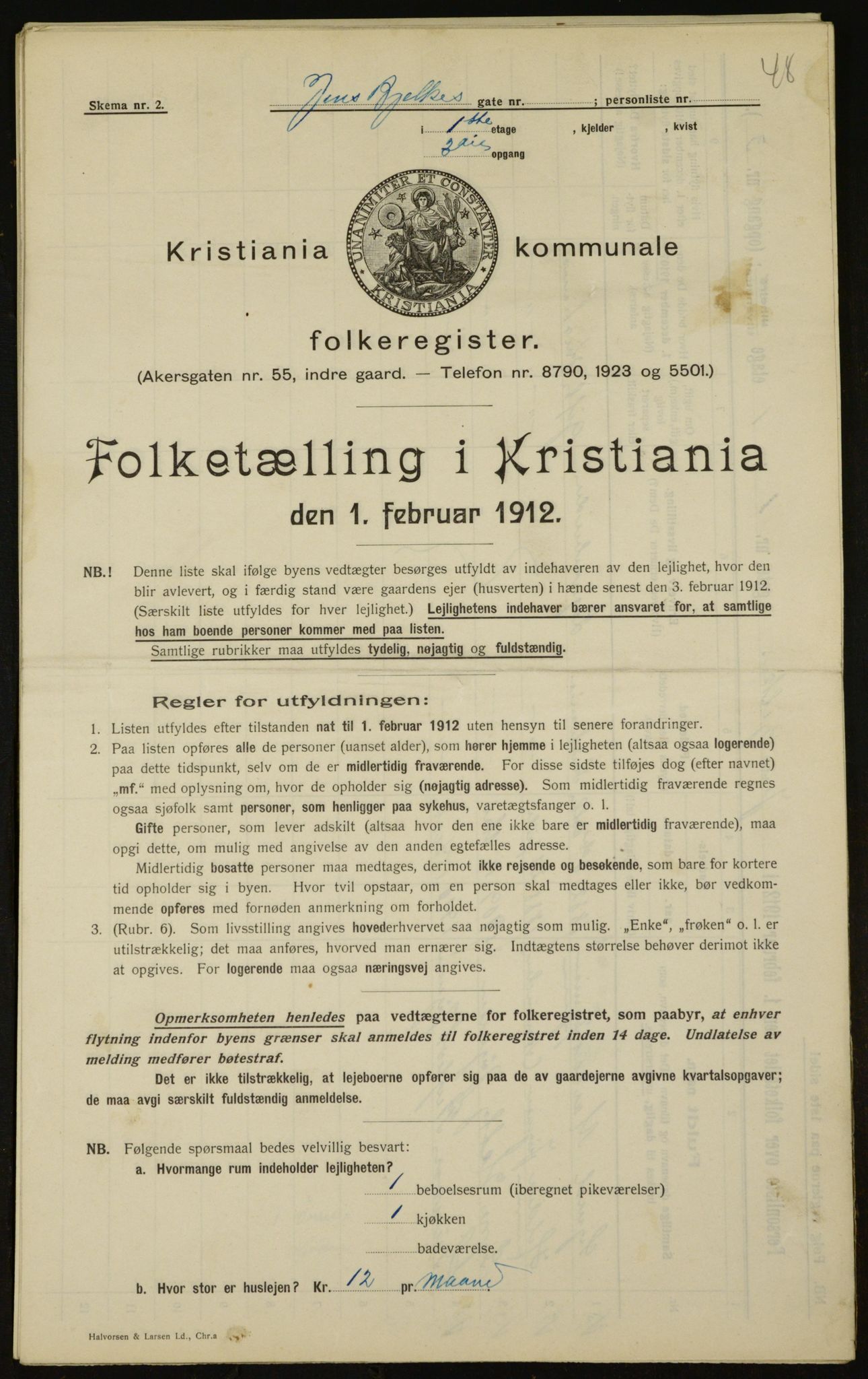 OBA, Municipal Census 1912 for Kristiania, 1912, p. 45774