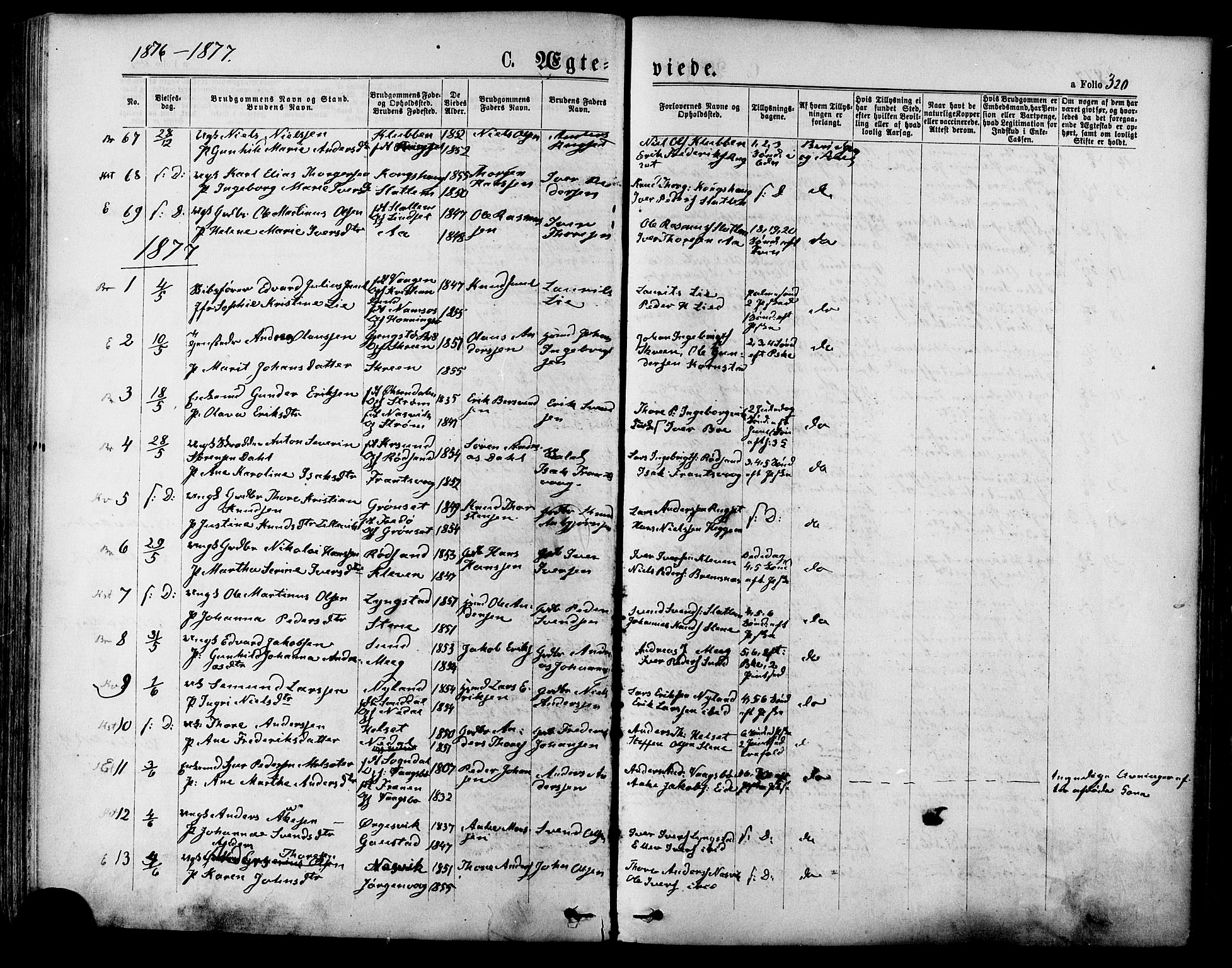 Ministerialprotokoller, klokkerbøker og fødselsregistre - Møre og Romsdal, SAT/A-1454/568/L0805: Parish register (official) no. 568A12 /1, 1869-1884, p. 320