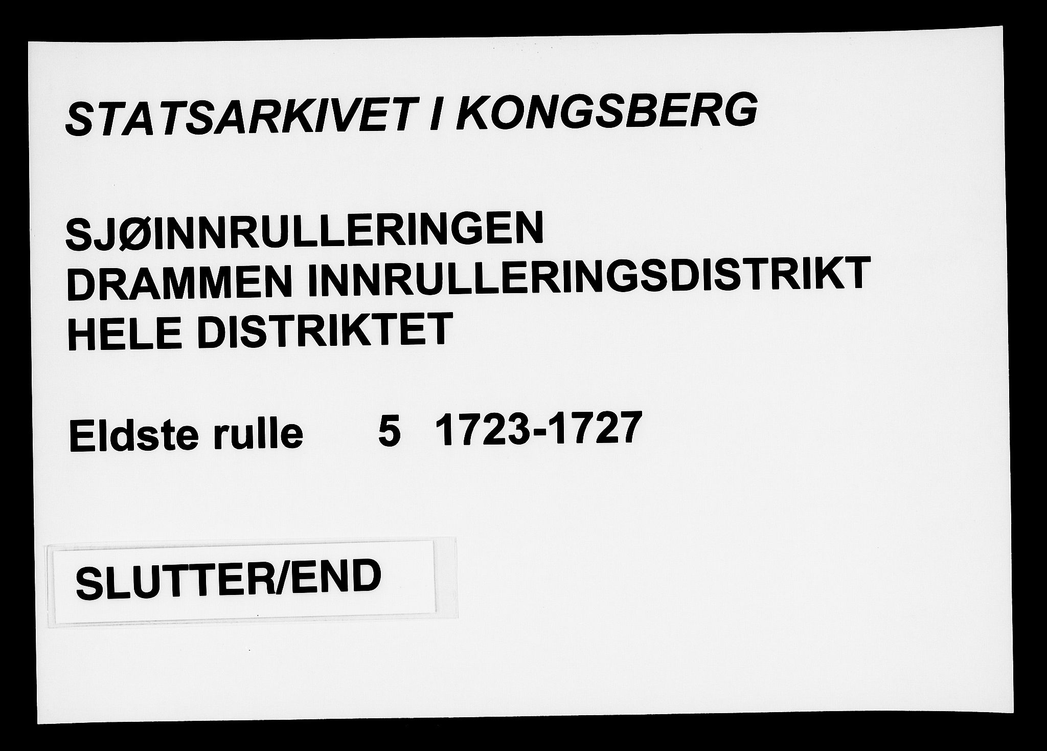 Drammen innrulleringsdistrikt, AV/SAKO-A-781/F/Fa/L0005/0001: Ruller / Rulle over ungt mannskap i Bragernes distrikt som har blitt innrullert, 1723-1727, p. 104