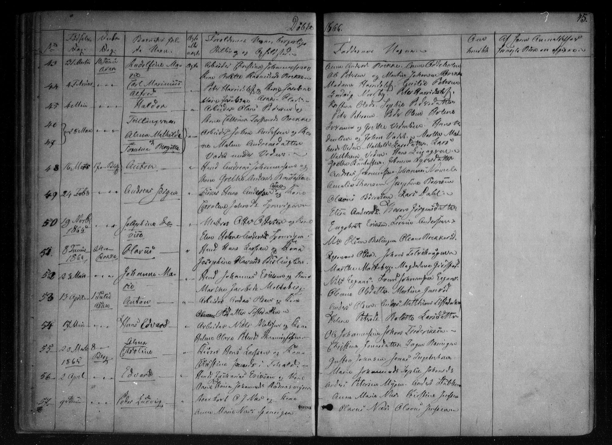 Berg prestekontor Kirkebøker, AV/SAO-A-10902/F/Fa/L0005: Parish register (official) no. I 5, 1861-1877, p. 45