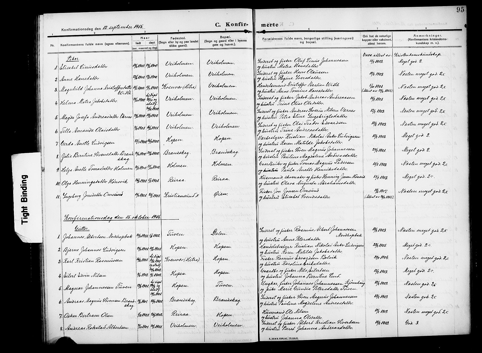 Ministerialprotokoller, klokkerbøker og fødselsregistre - Møre og Romsdal, SAT/A-1454/583/L0956: Parish register (copy) no. 583C01, 1909-1925, p. 95